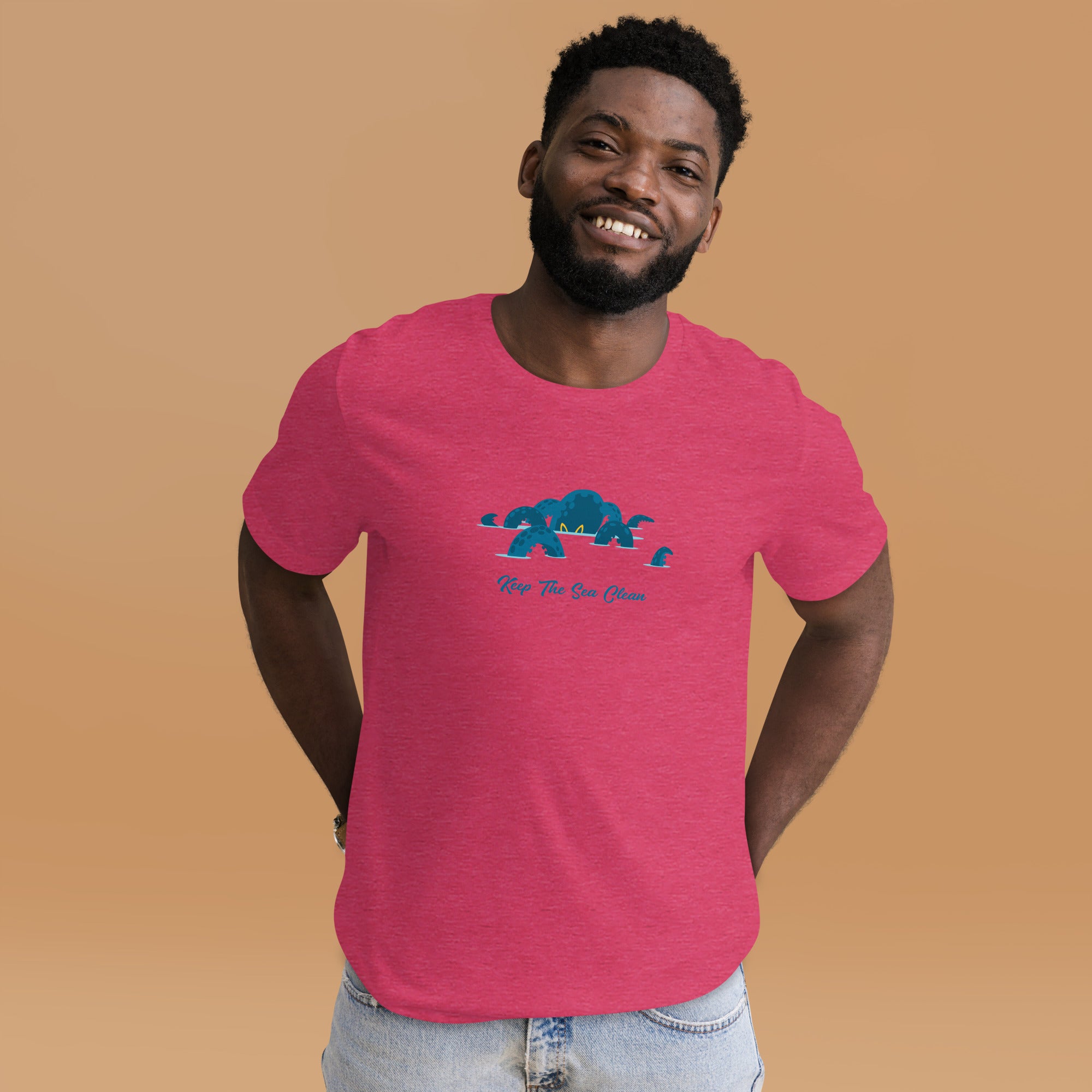 Unisex t-shirt Octopus Blue on light heather colors