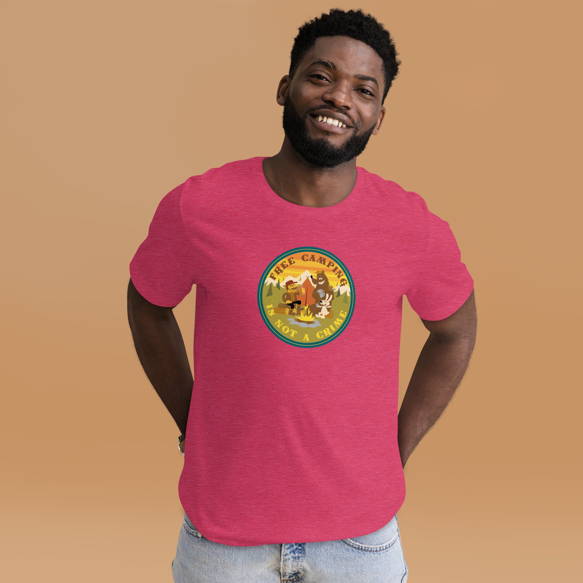 Unisex t-shirt Free camping is not a crime on bright heather colors