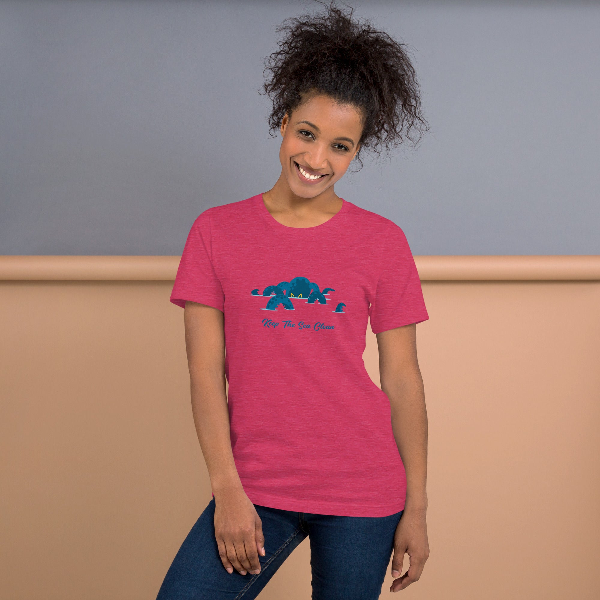 Unisex t-shirt Octopus Blue on light heather colors