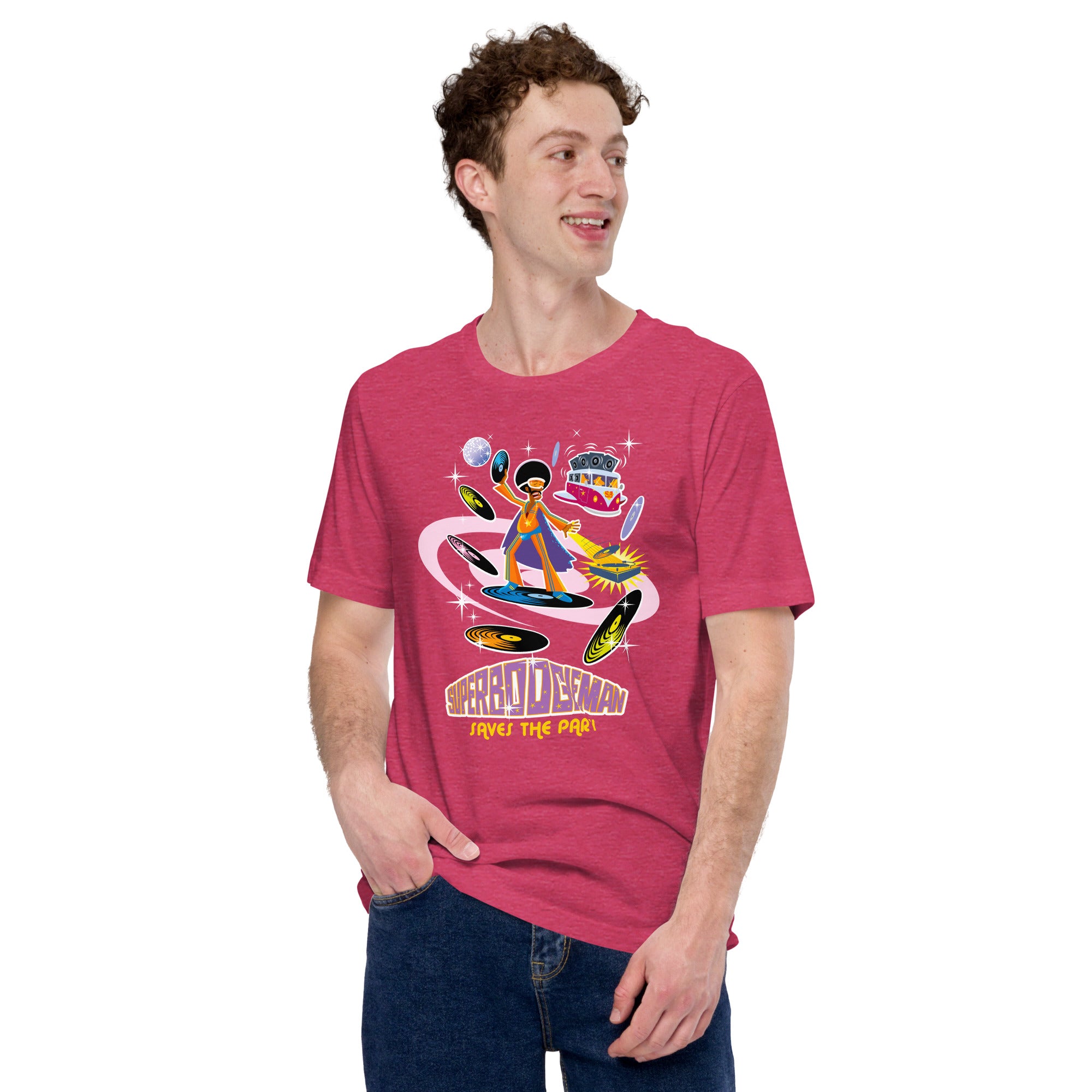 Unisex t-shirt Superboogieman saves the Party on bright heather colors