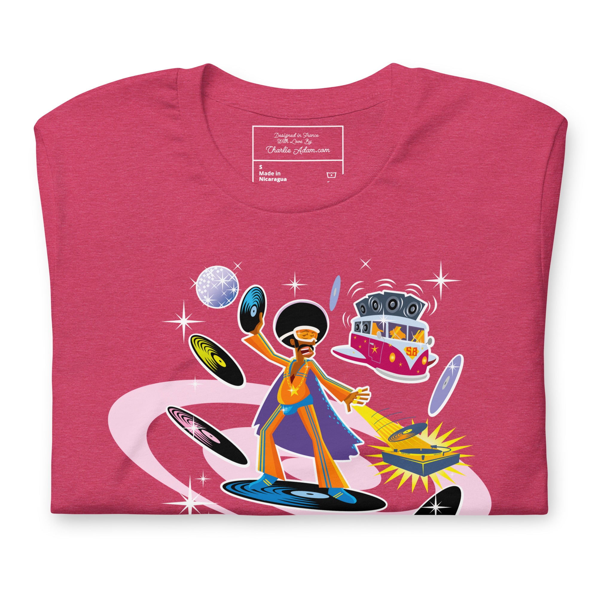 T-shirt en coton unisexe Superboogieman saves the party sur couleurs chinées vives