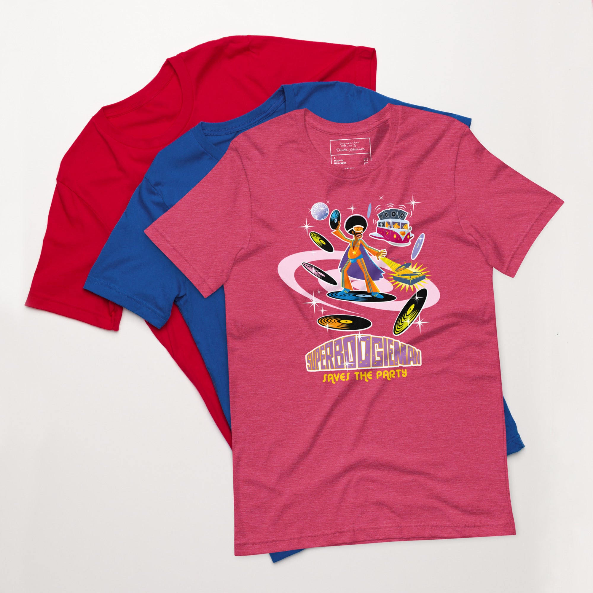 Unisex t-shirt Superboogieman saves the Party on bright heather colors