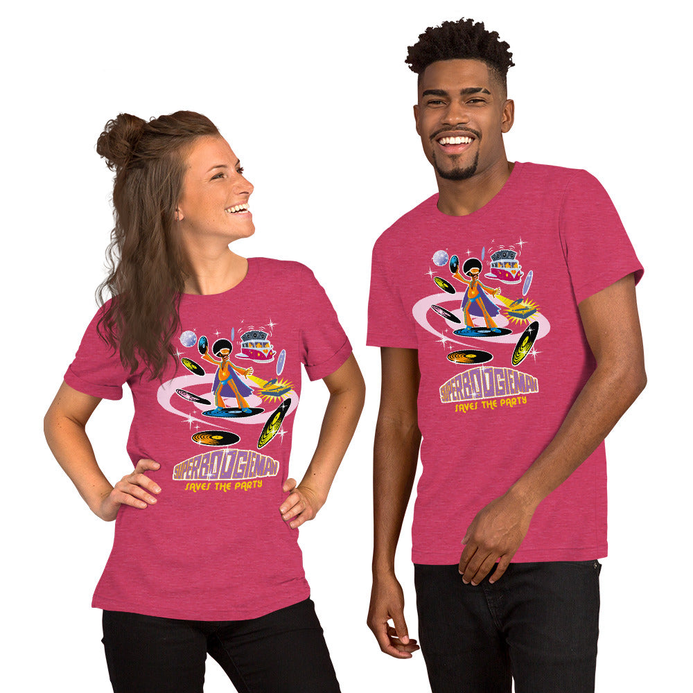 Unisex t-shirt Superboogieman saves the Party on bright heather colors