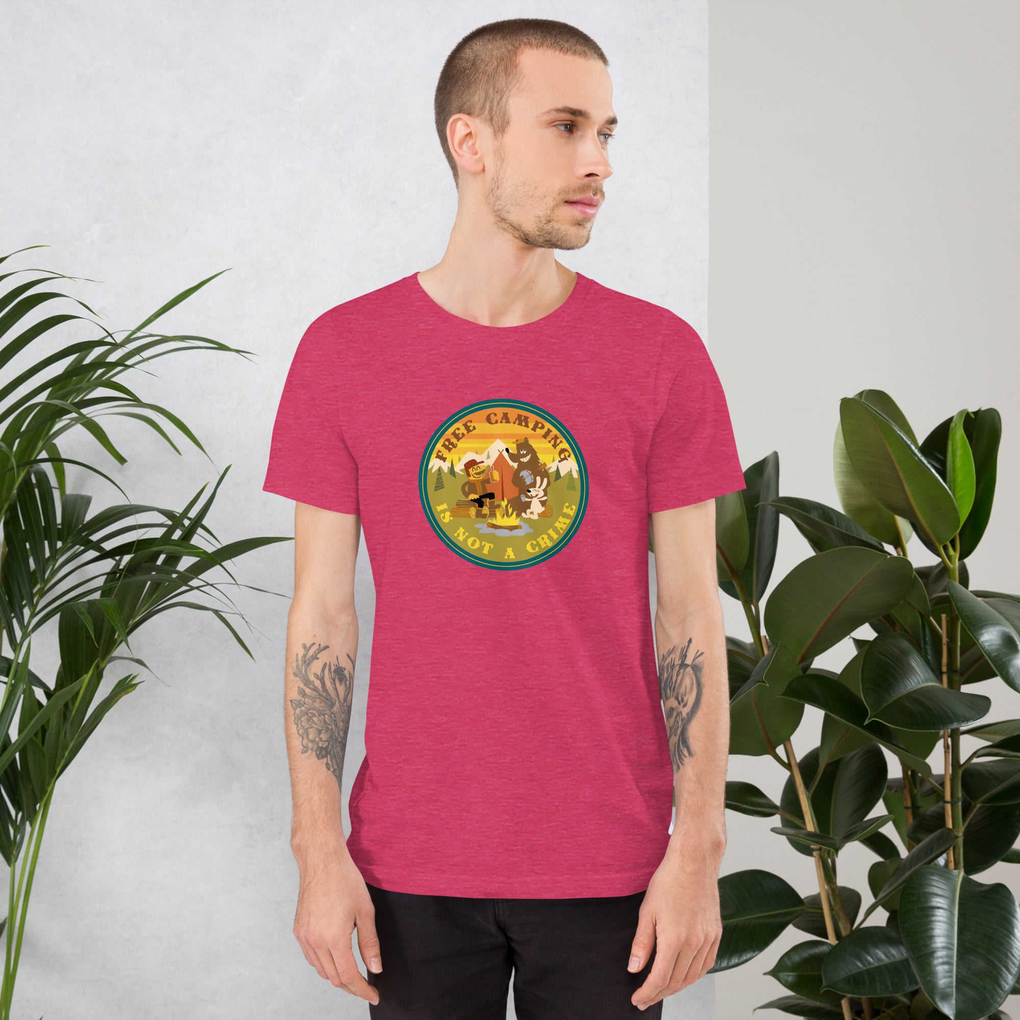 Unisex t-shirt Free camping is not a crime on bright heather colors