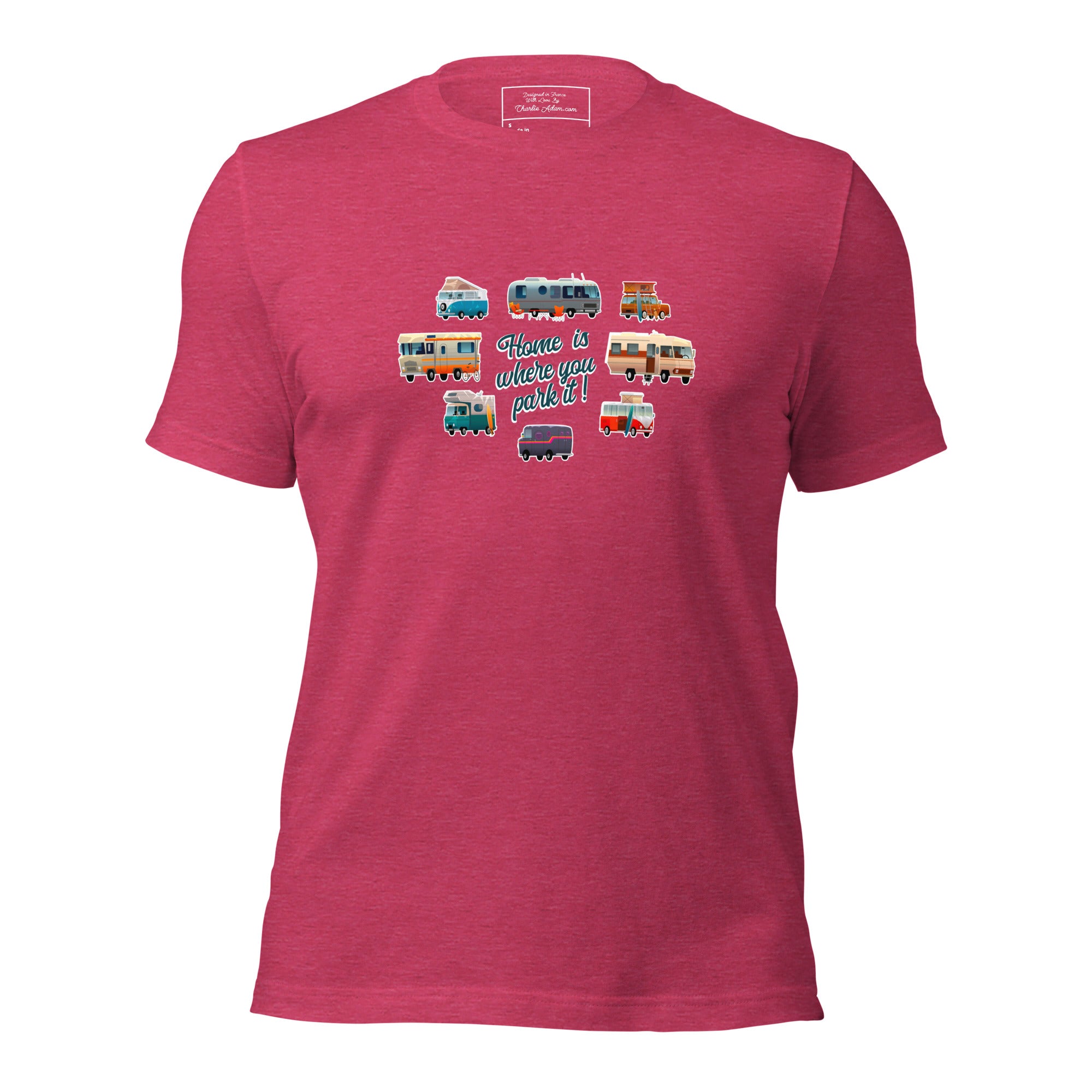 T-shirt en coton unisexe Square Vintage Campers sur couleurs chinées vives