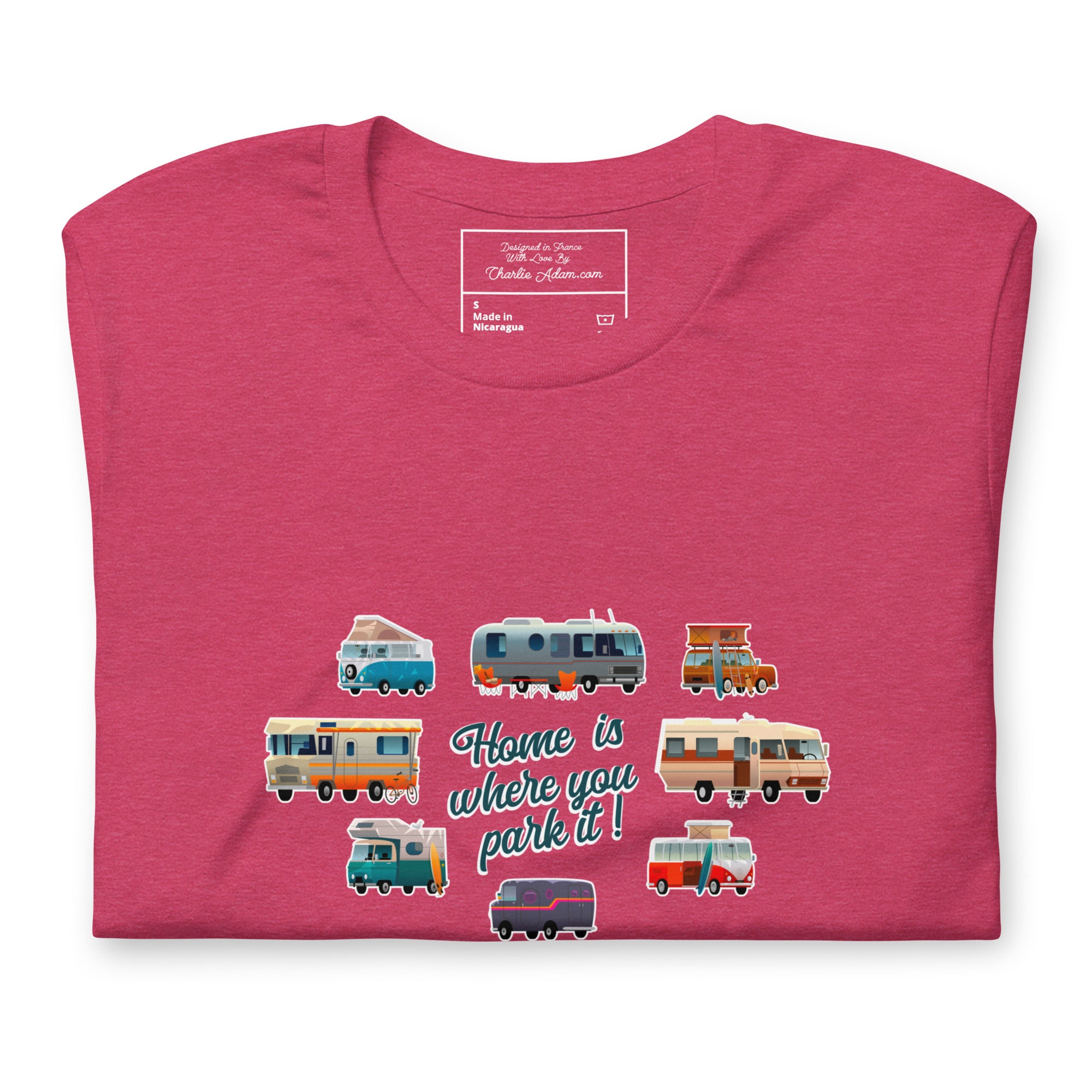 T-shirt en coton unisexe Square Vintage Campers sur couleurs chinées vives