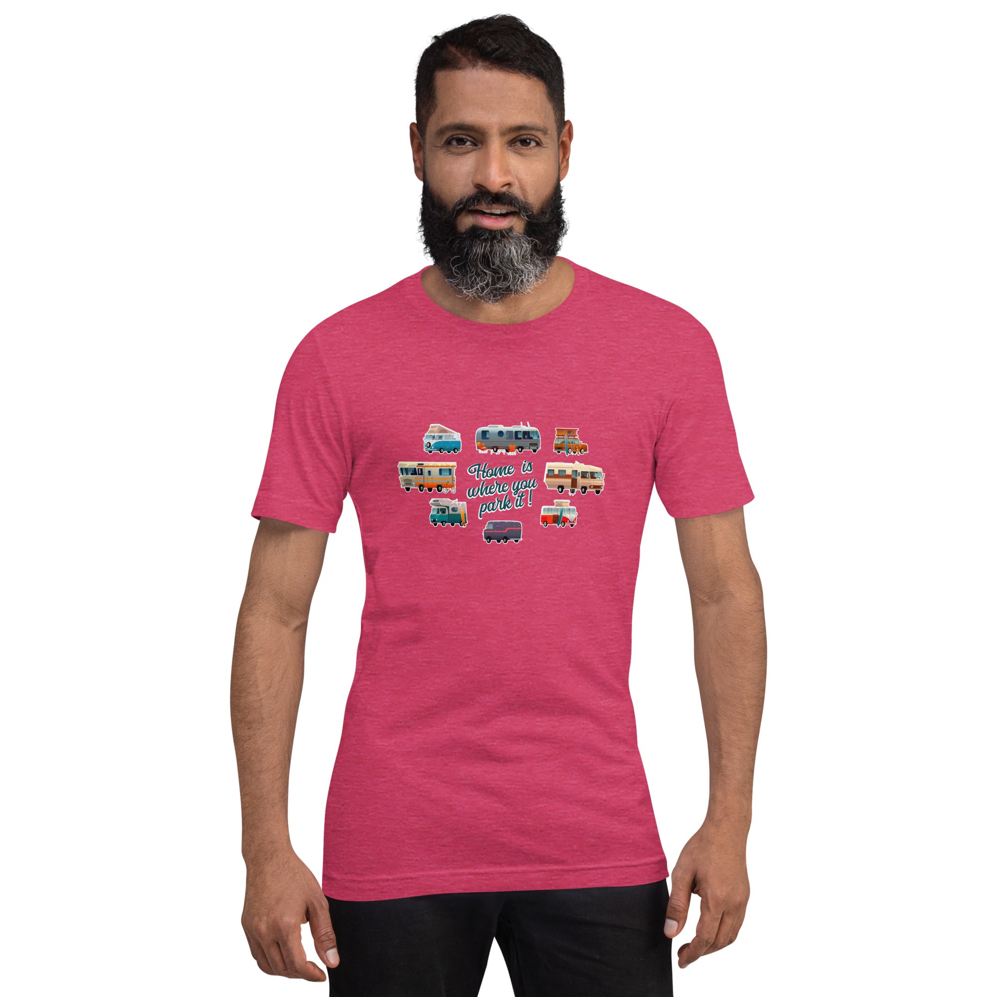 T-shirt en coton unisexe Square Vintage Campers sur couleurs chinées vives