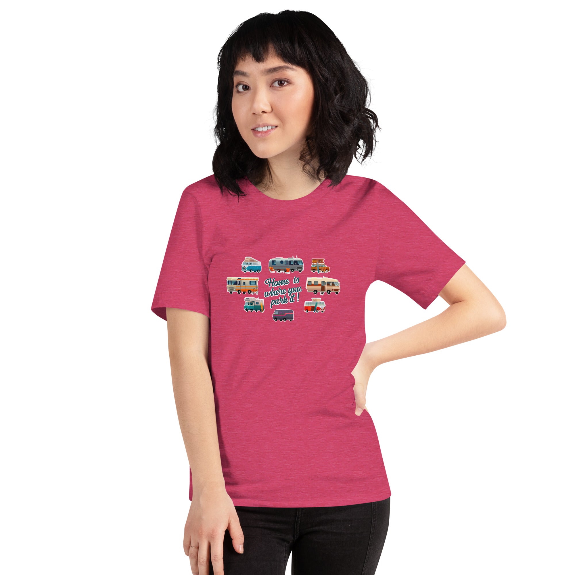 T-shirt en coton unisexe Square Vintage Campers sur couleurs chinées vives
