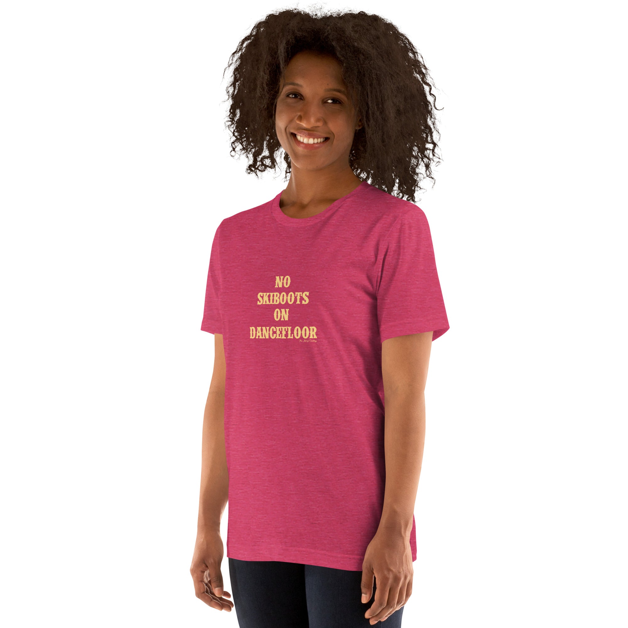 Unisex t-shirt No Skiboots on Dancefloor on bright colors