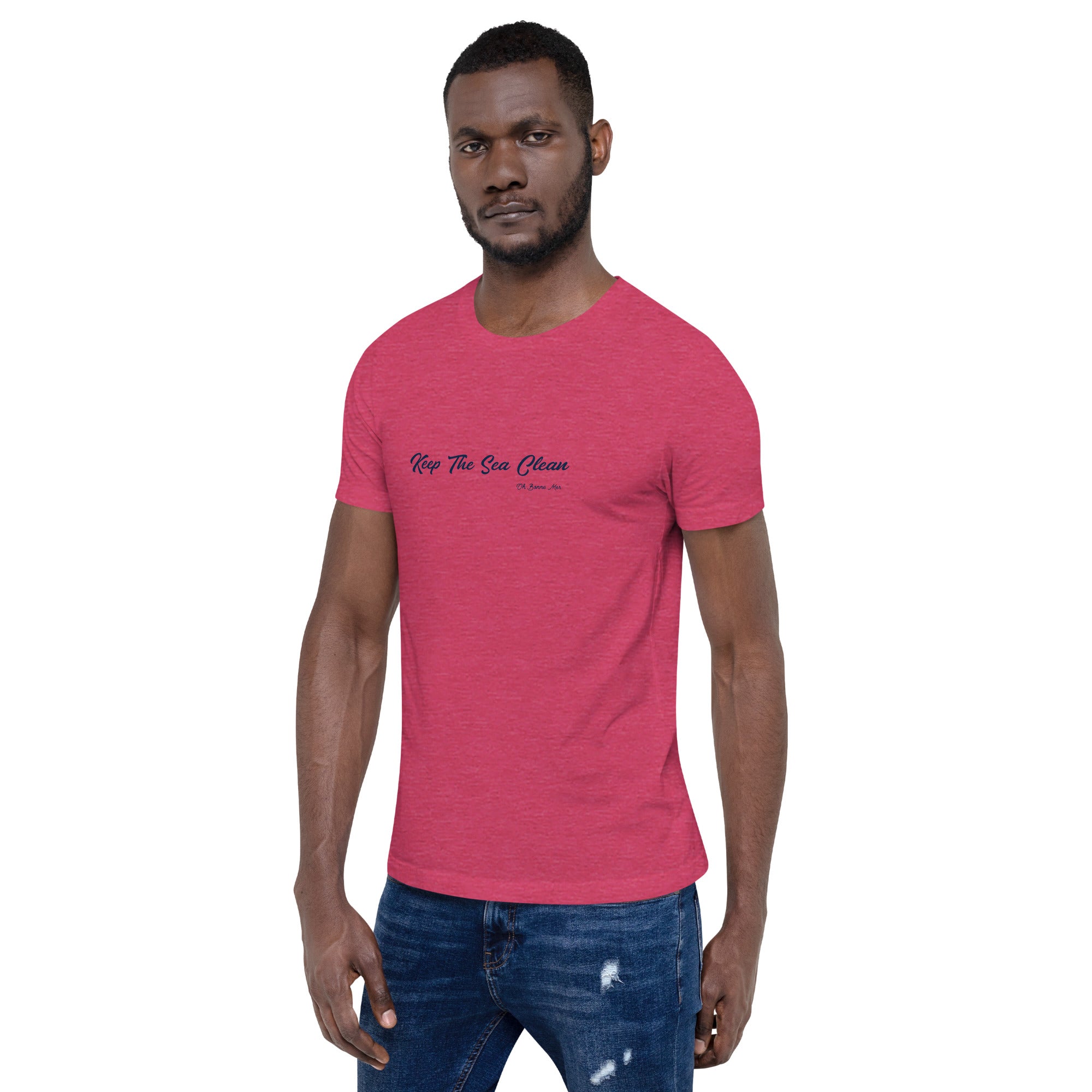 T-shirt en coton unisexe Keep The Sea Clean sur couleurs chinées claires