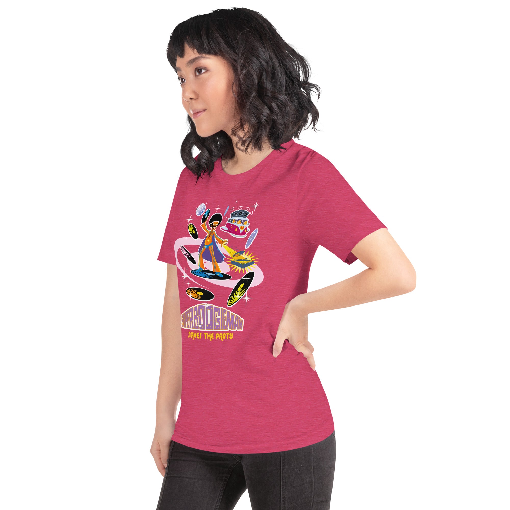 Unisex t-shirt Superboogieman saves the Party on bright heather colors