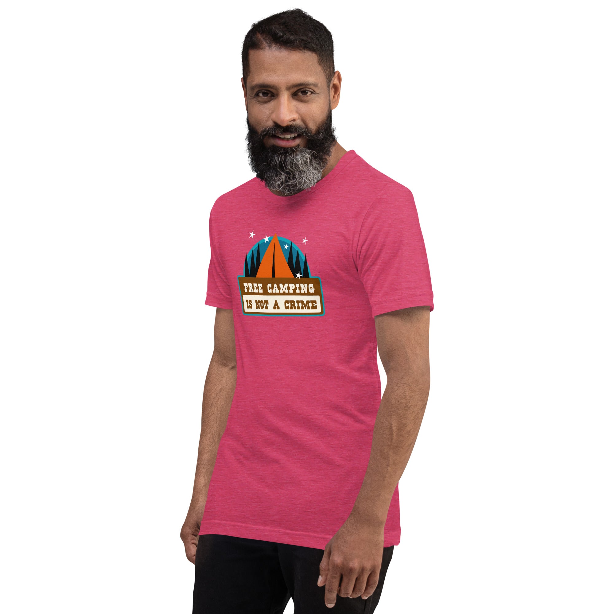 Unisex t-shirt Free camping is not a crime on bright heather colors