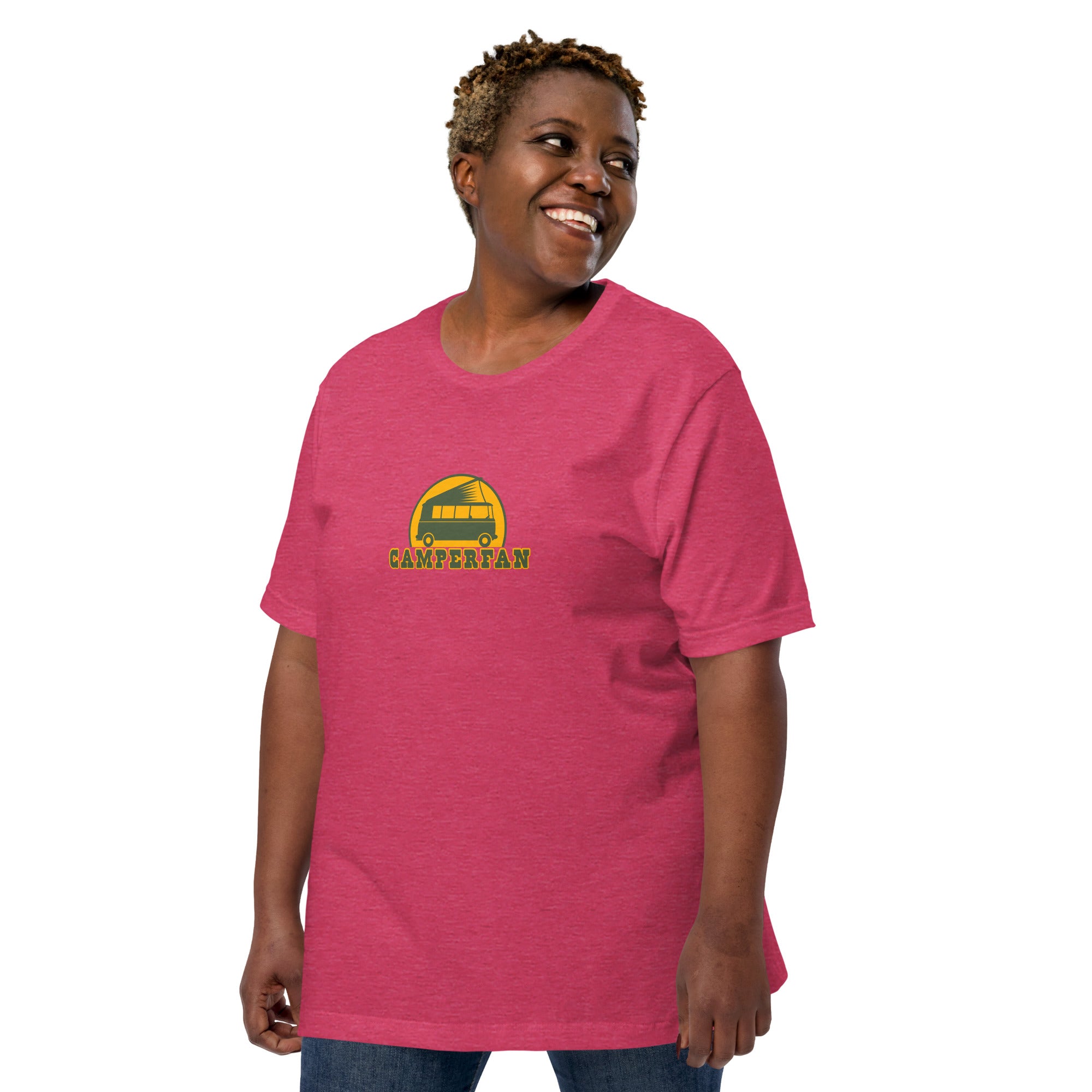 Unisex t-shirt Camperfan on bright heather colors