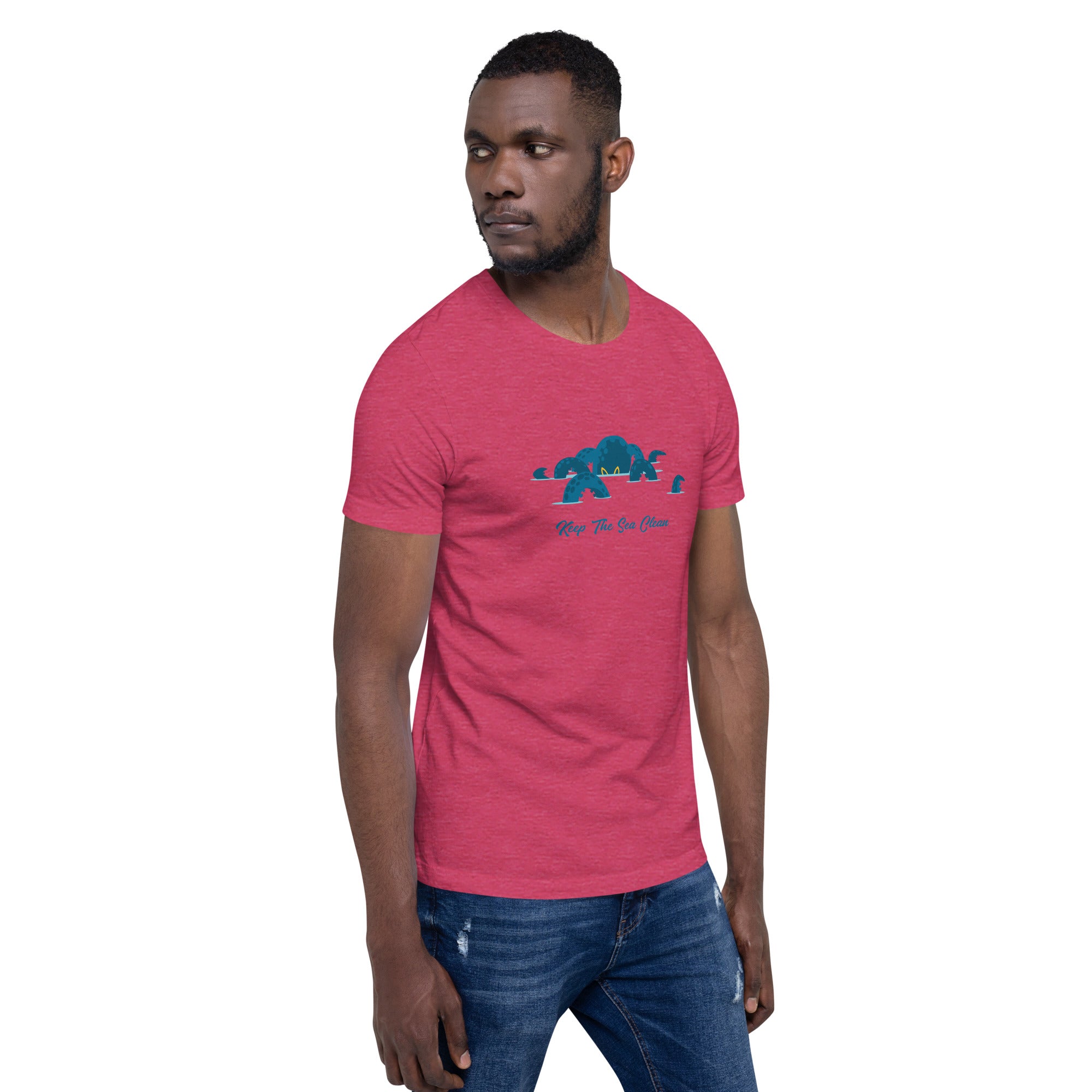 T-shirt en coton unisexe Octopus Blue sur couleurs chinées claires