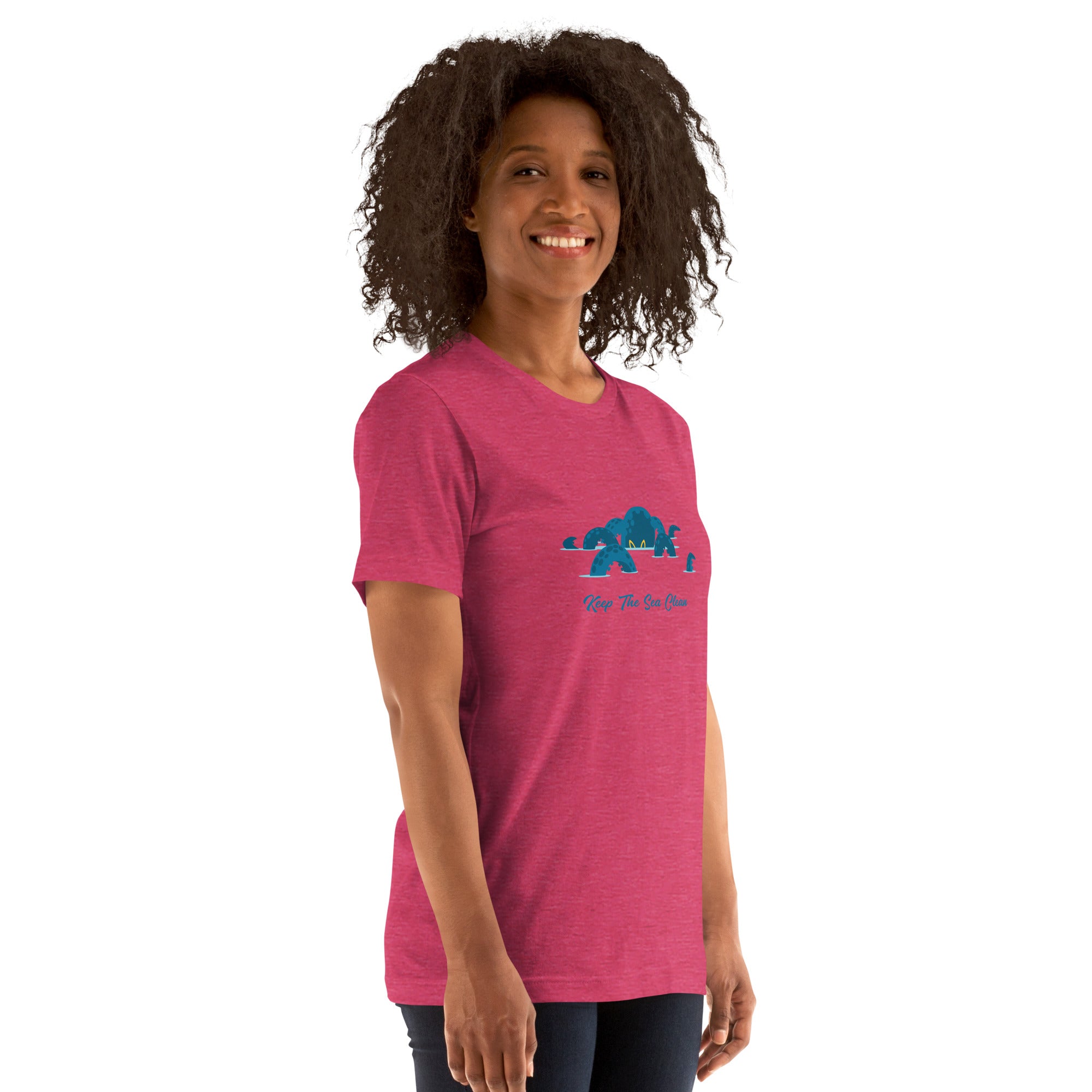 T-shirt en coton unisexe Octopus Blue sur couleurs chinées claires