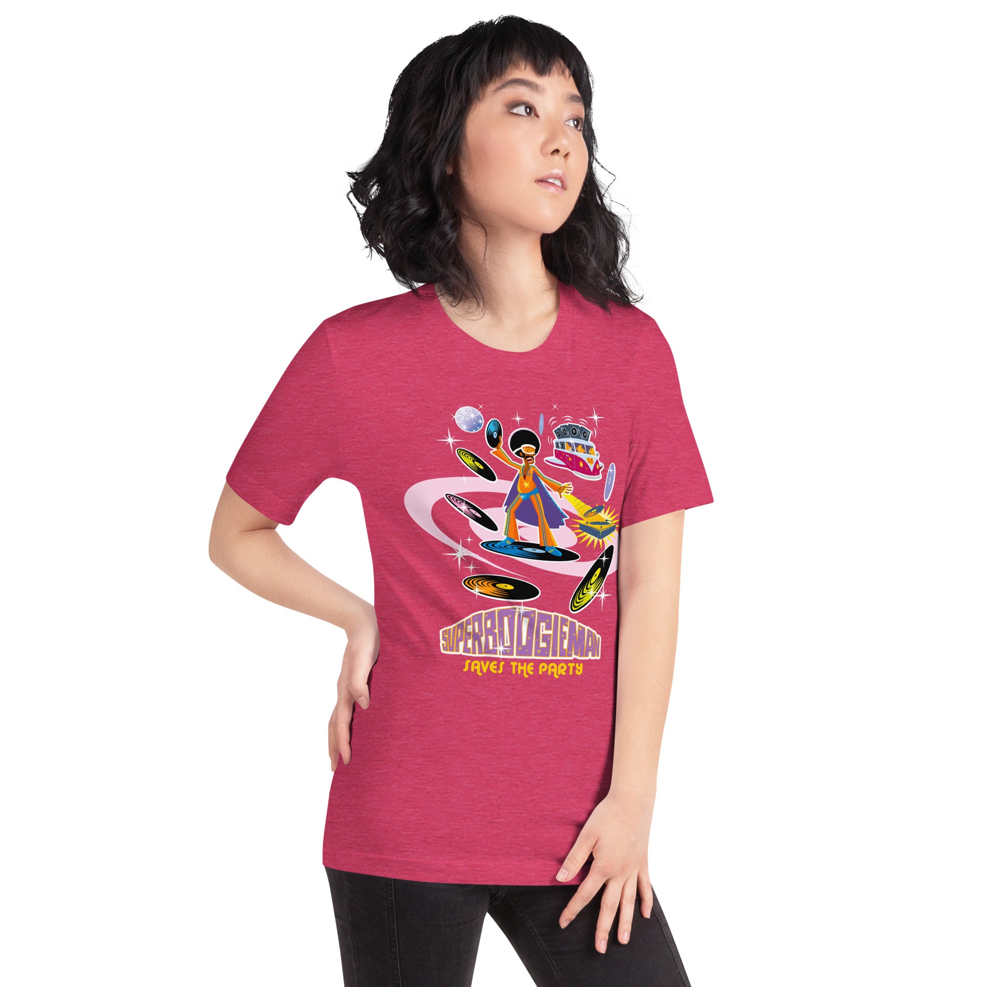 Unisex t-shirt Superboogieman saves the Party on bright heather colors