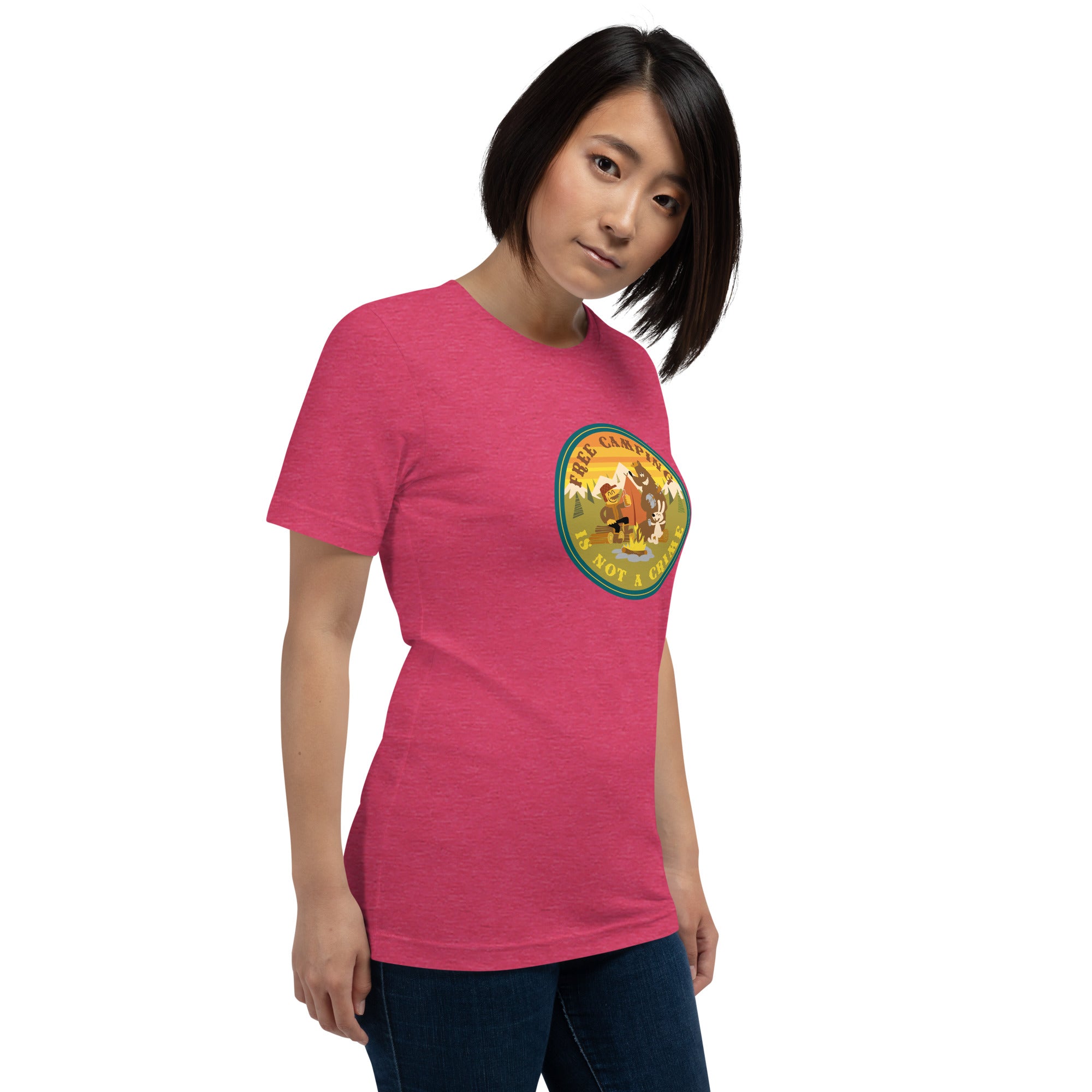 Unisex t-shirt Free camping is not a crime on bright heather colors