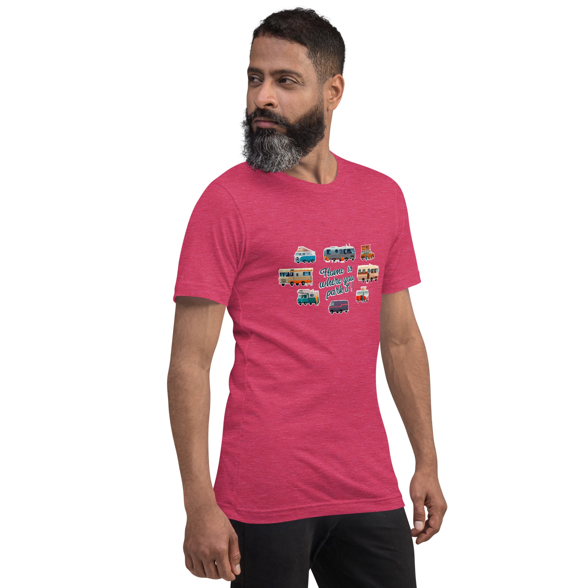 T-shirt en coton unisexe Square Vintage Campers sur couleurs chinées vives