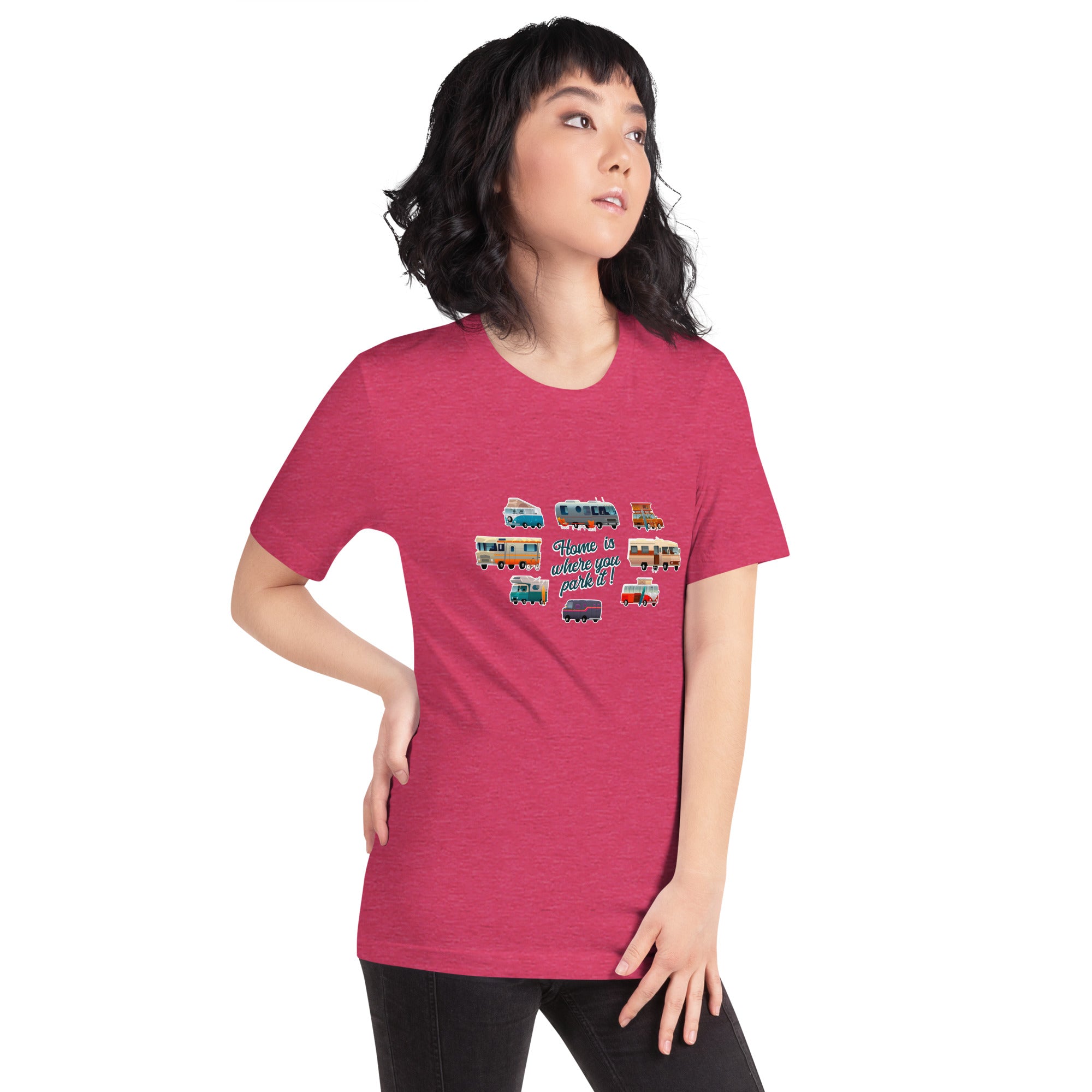 T-shirt en coton unisexe Square Vintage Campers sur couleurs chinées vives