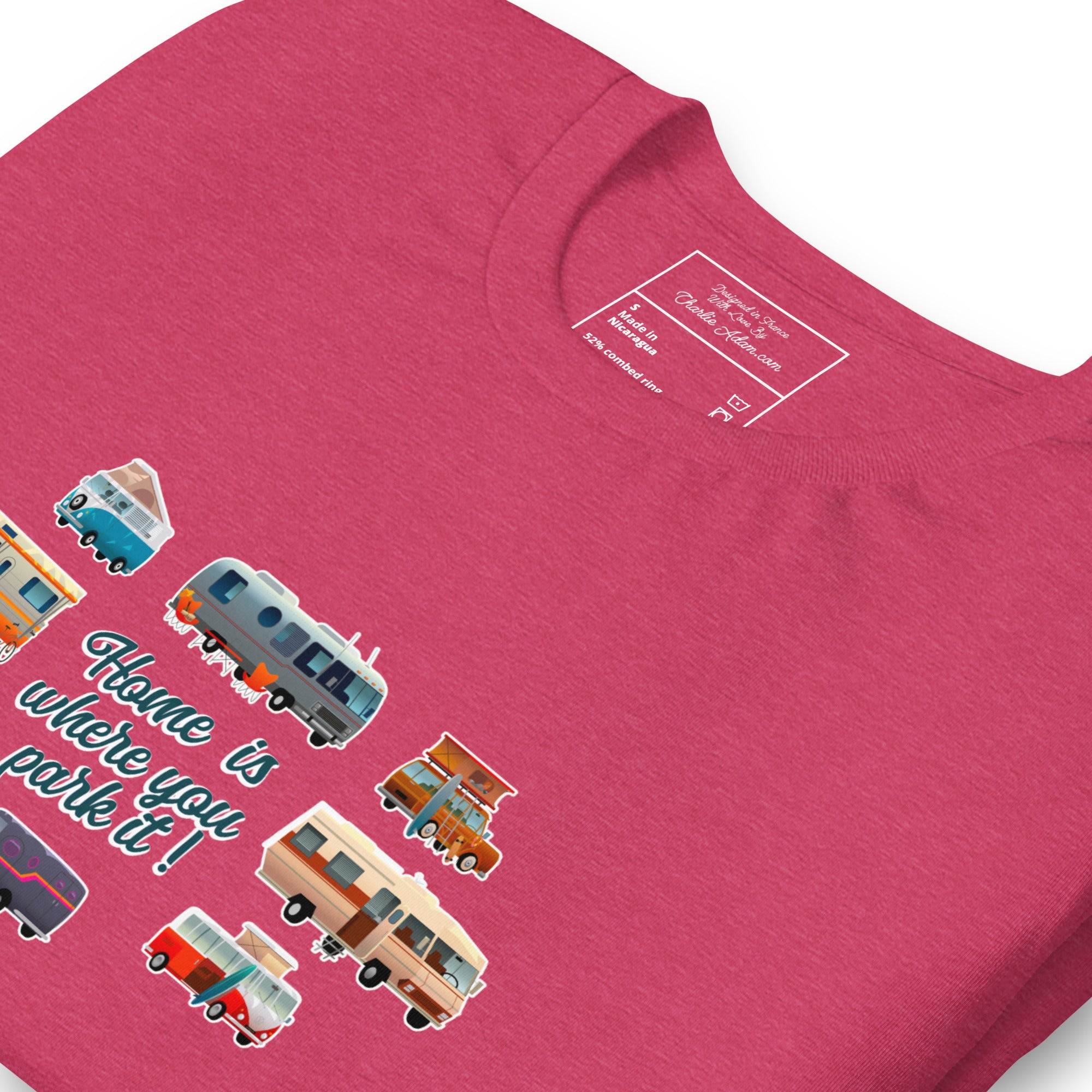 T-shirt en coton unisexe Square Vintage Campers sur couleurs chinées vives