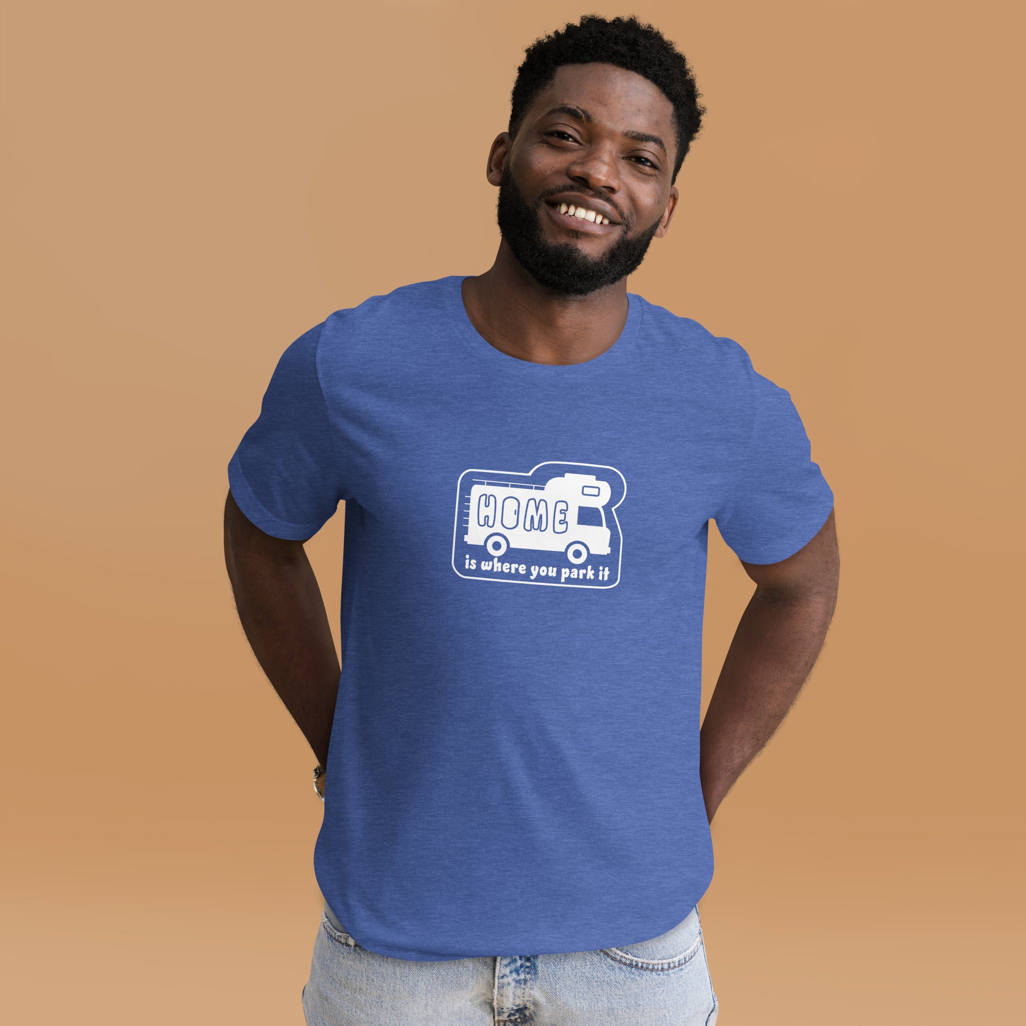T-shirt en coton unisexe Bold Camper Van sur couleurs chinées foncées