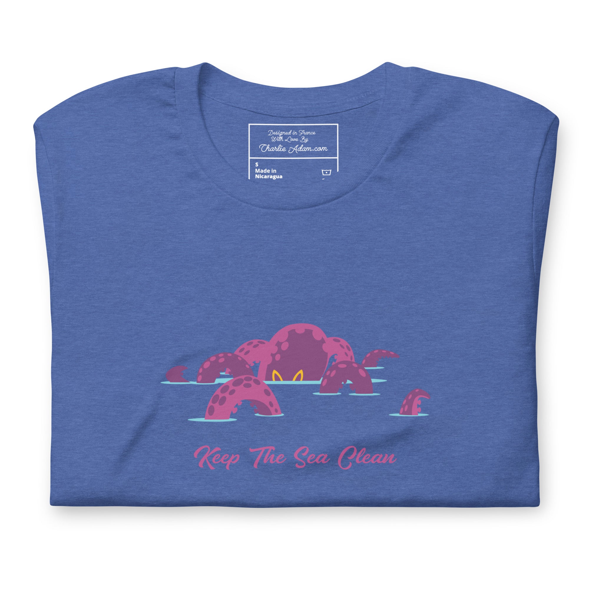 T-shirt en coton unisexe Octopus Purple sur couleurs chinées foncées