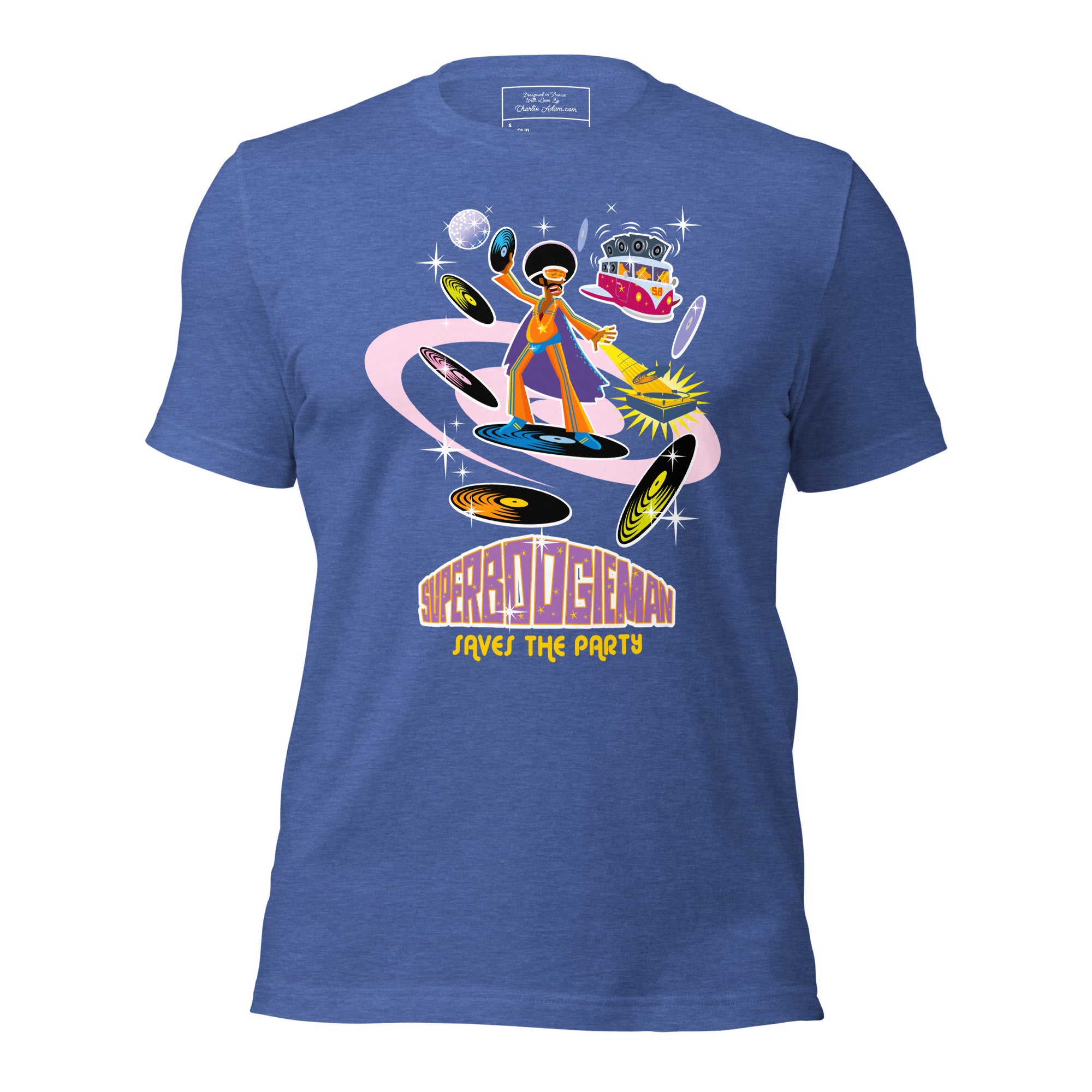 Unisex t-shirt Superboogieman saves the Party on dark heather colors