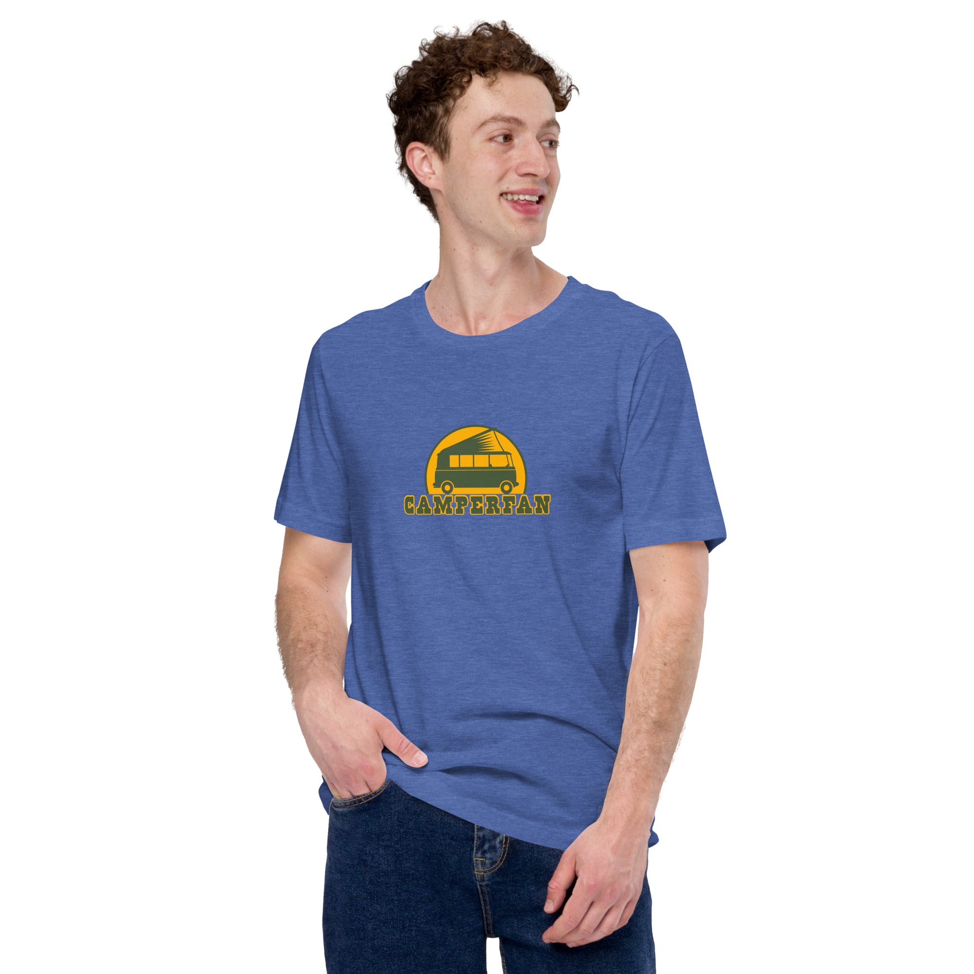 Unisex t-shirt Camperfan on dark heather colors