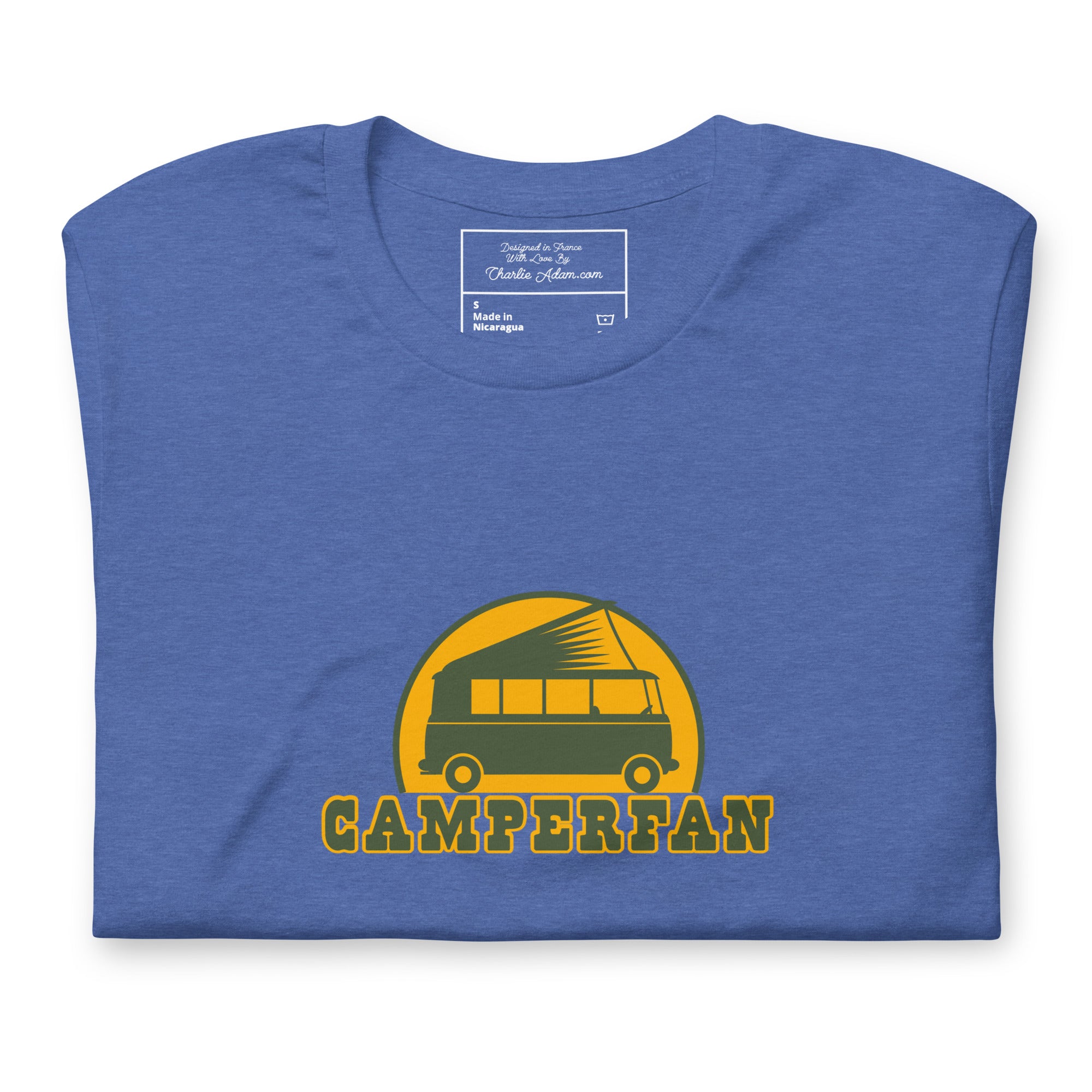 Unisex t-shirt Camperfan on dark heather colors