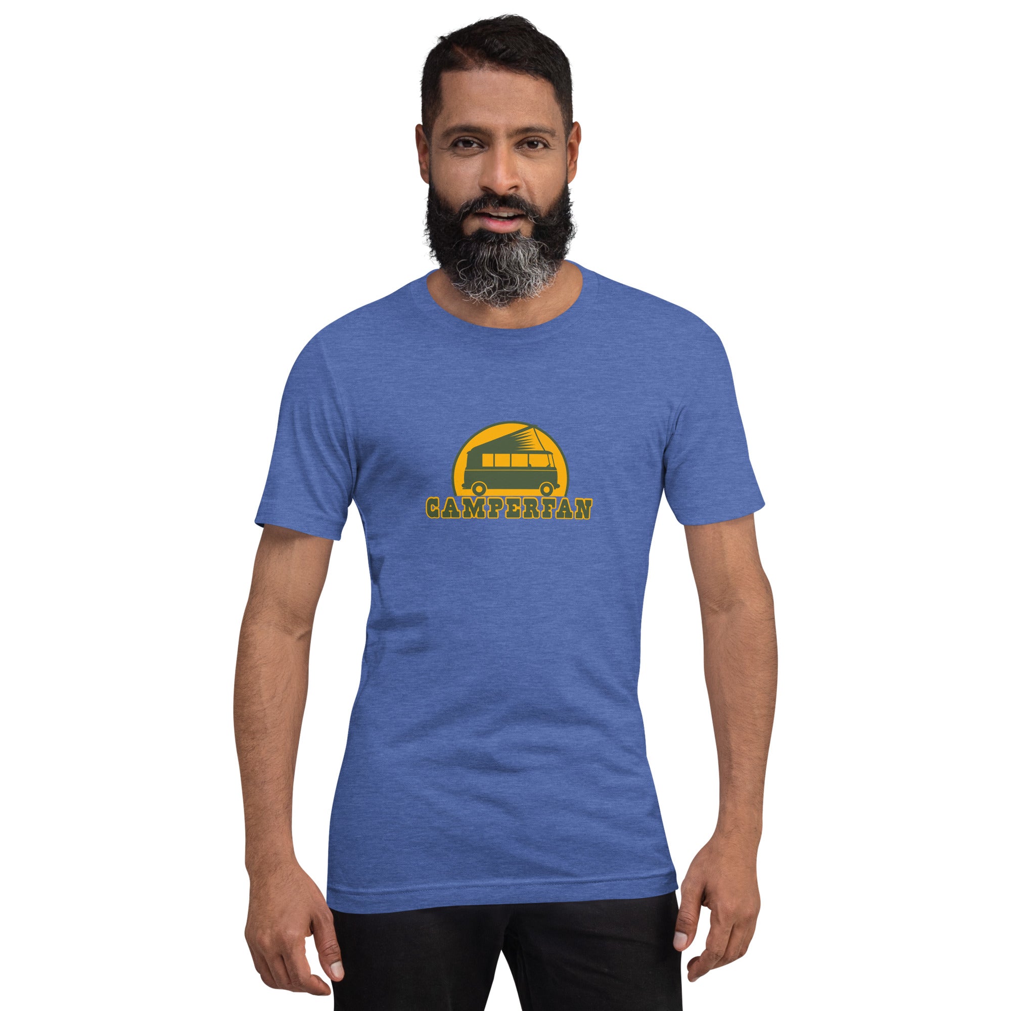 Unisex t-shirt Camperfan on dark heather colors