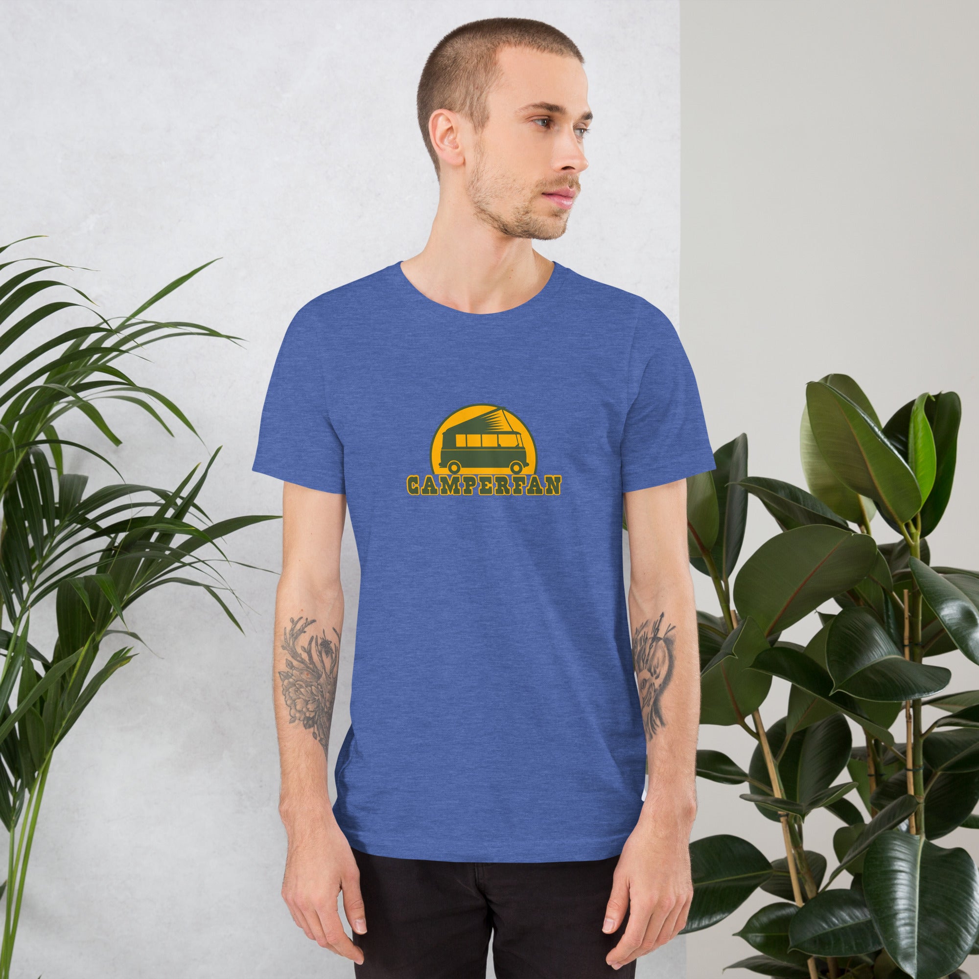 Unisex t-shirt Camperfan on dark heather colors