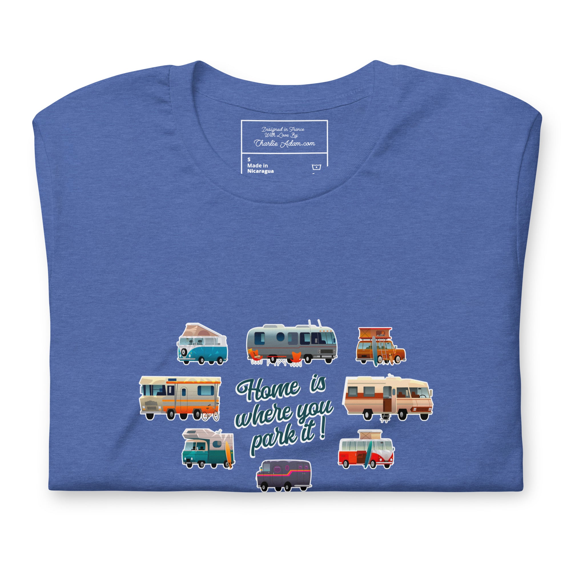 T-shirt en coton unisexe Square Vintage Campers sur couleurs chinées foncées