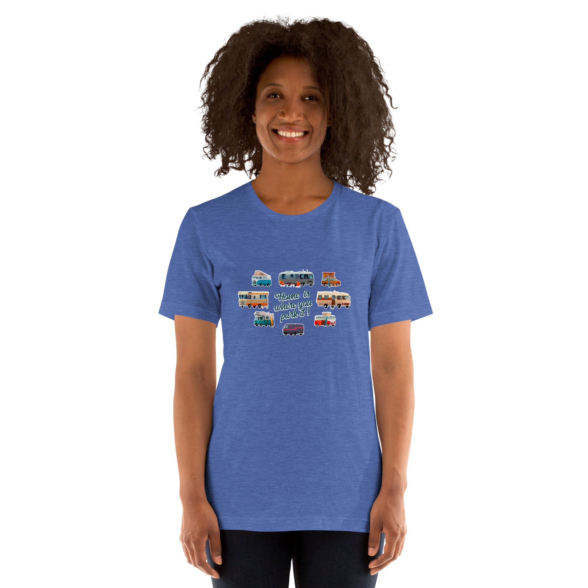 T-shirt en coton unisexe Square Vintage Campers sur couleurs chinées foncées