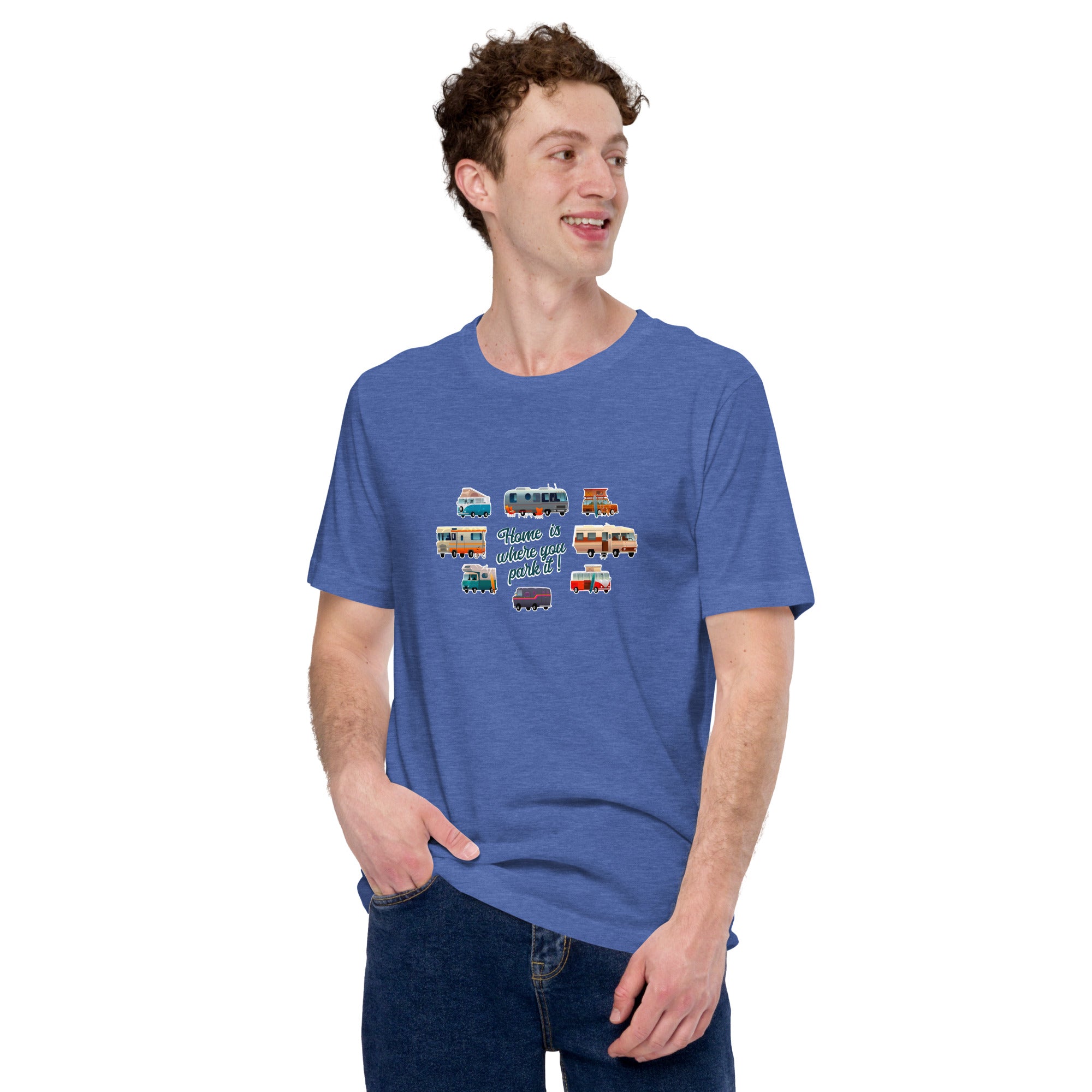 T-shirt en coton unisexe Square Vintage Campers sur couleurs chinées foncées