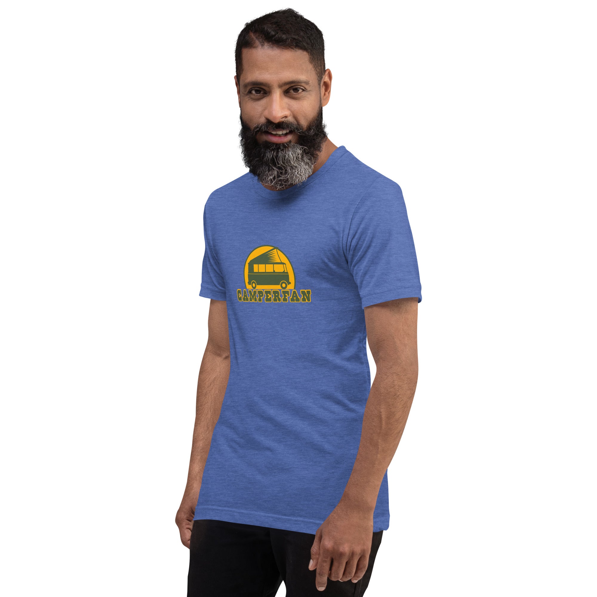 Unisex t-shirt Camperfan on dark heather colors