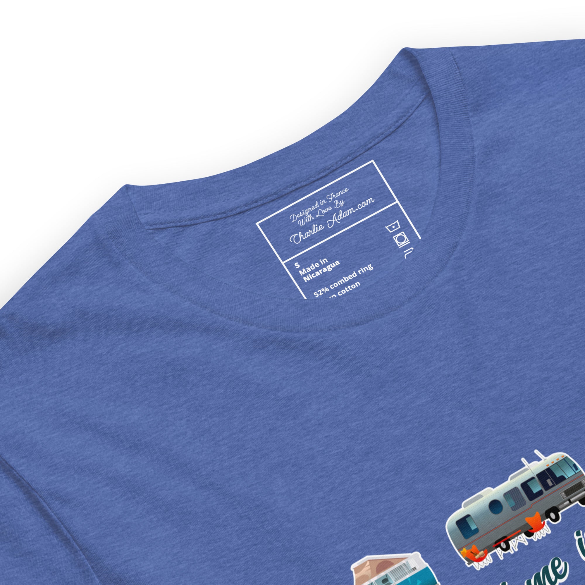 T-shirt en coton unisexe Square Vintage Campers sur couleurs chinées foncées