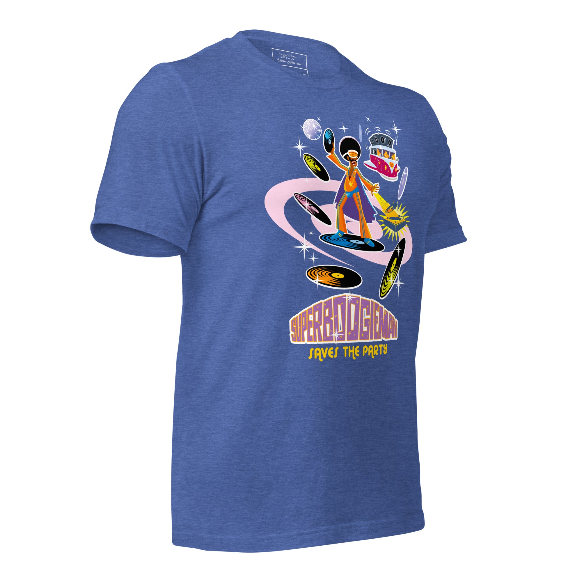 Unisex t-shirt Superboogieman saves the Party on dark heather colors