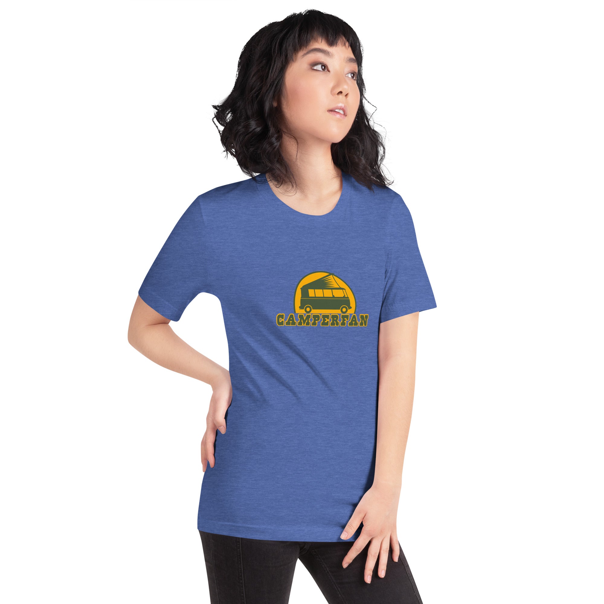 Unisex t-shirt Camperfan on dark heather colors