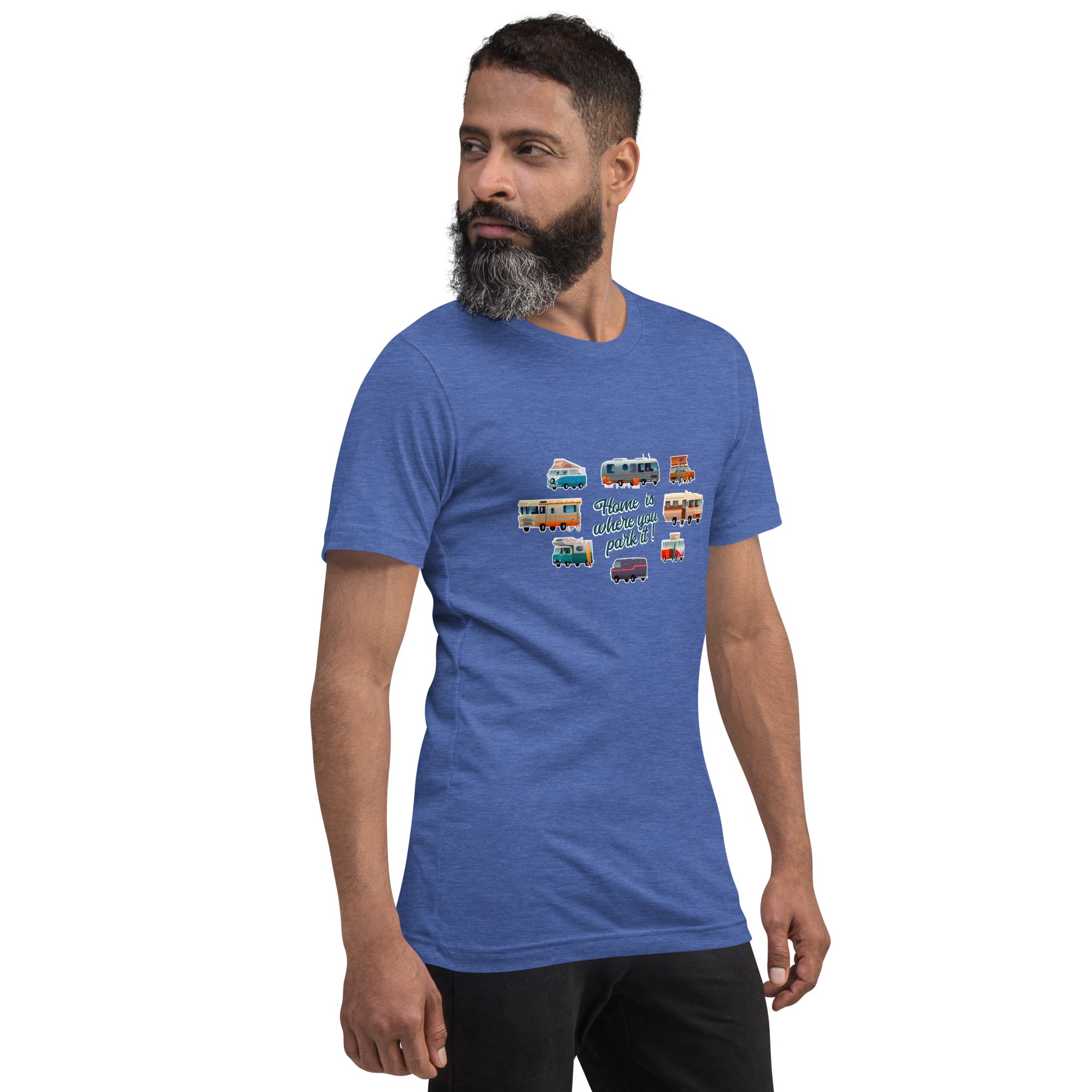 T-shirt en coton unisexe Square Vintage Campers sur couleurs chinées foncées