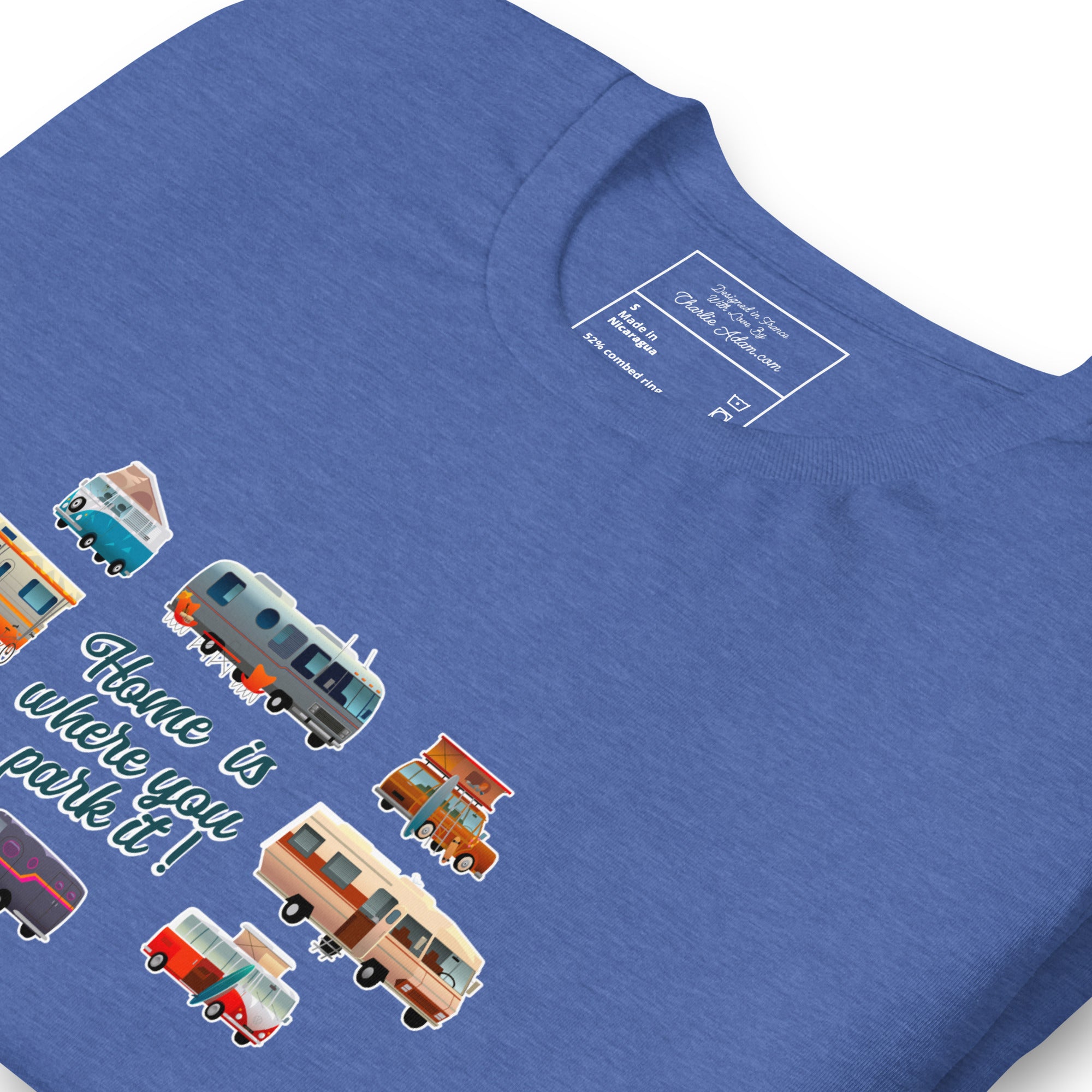 T-shirt en coton unisexe Square Vintage Campers sur couleurs chinées foncées