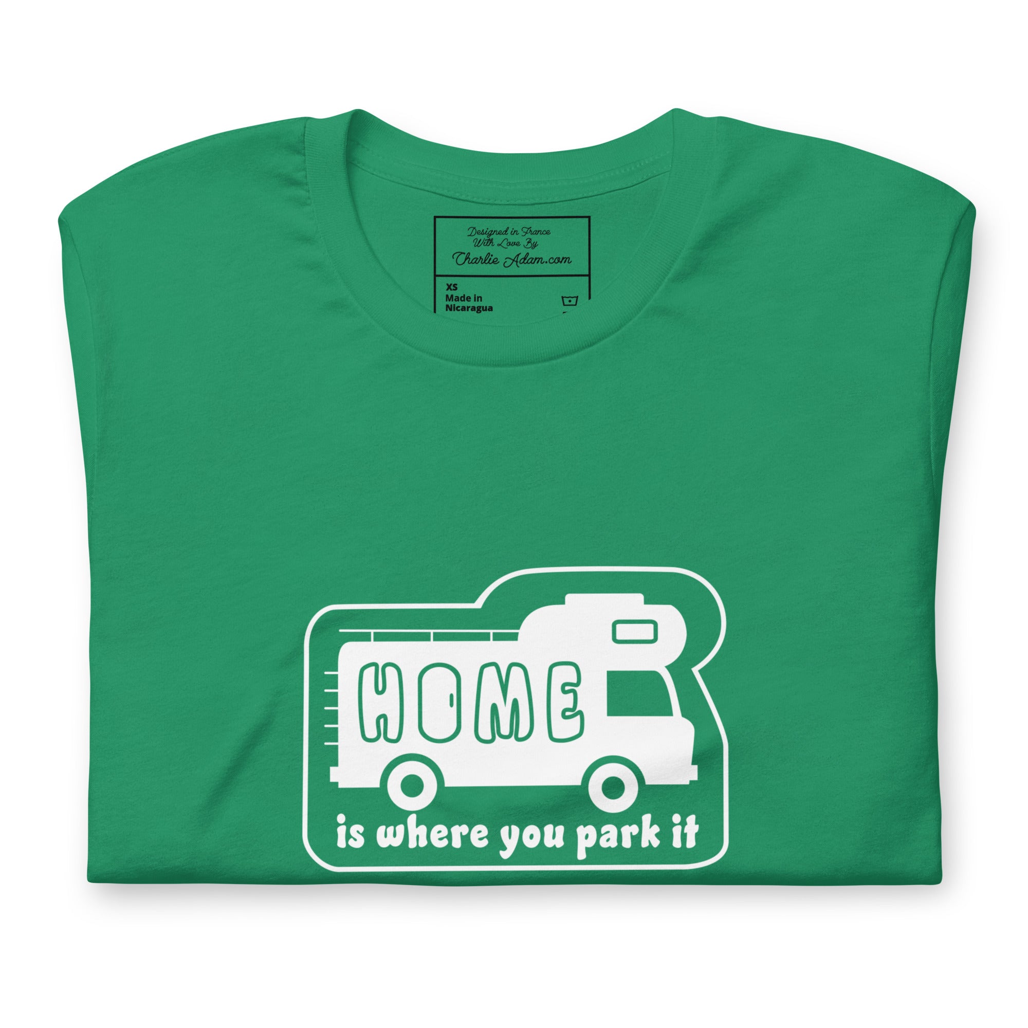 Unisex cotton t-shirt Bold Camper Van on greens