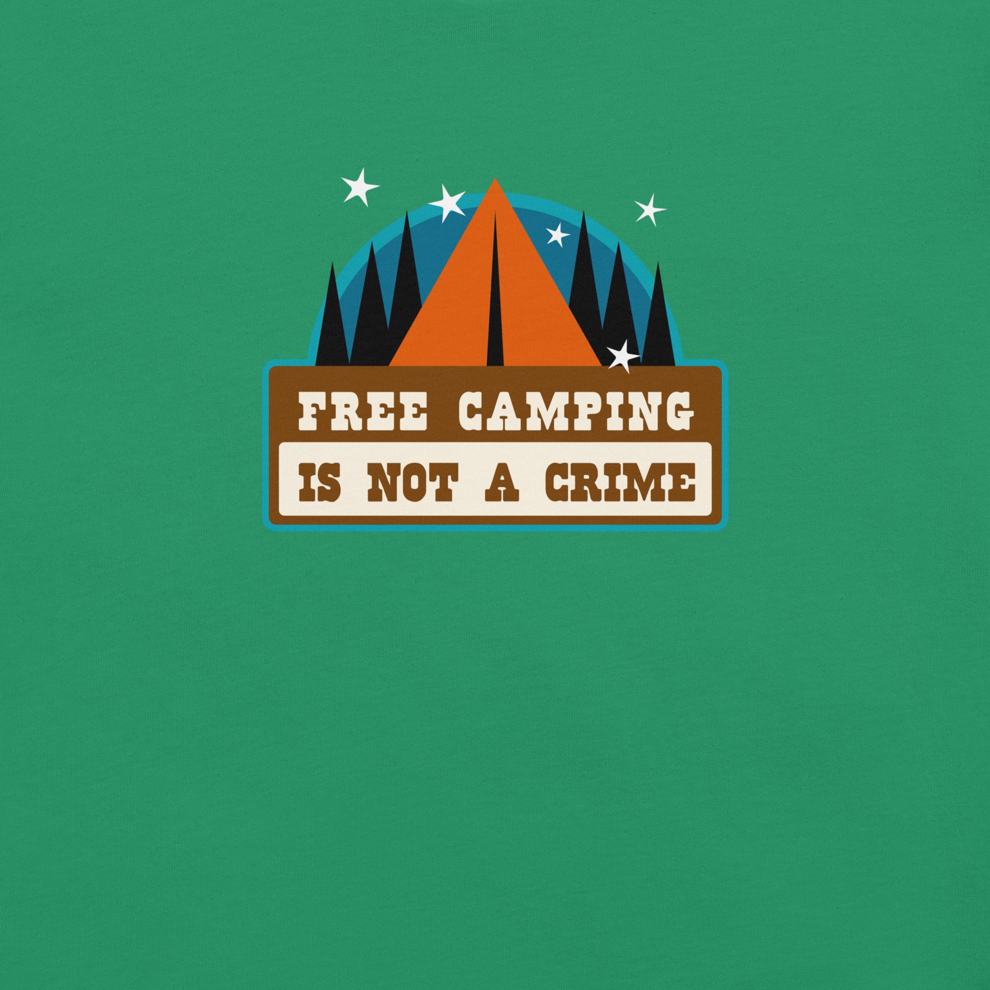 Unisex cotton t-shirt Free Camping is not a Crime on greens