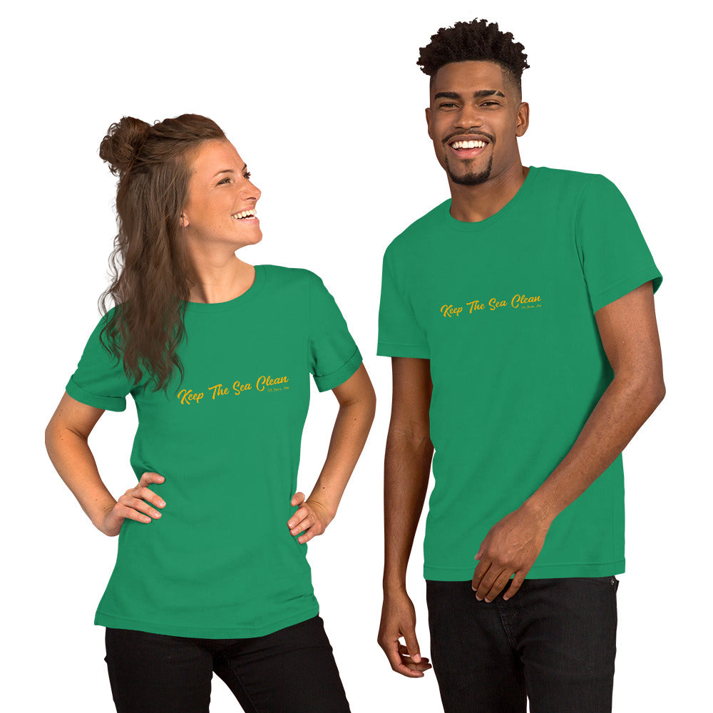 T-shirt en coton unisexe Keep The Sea Clean Gold sur verts