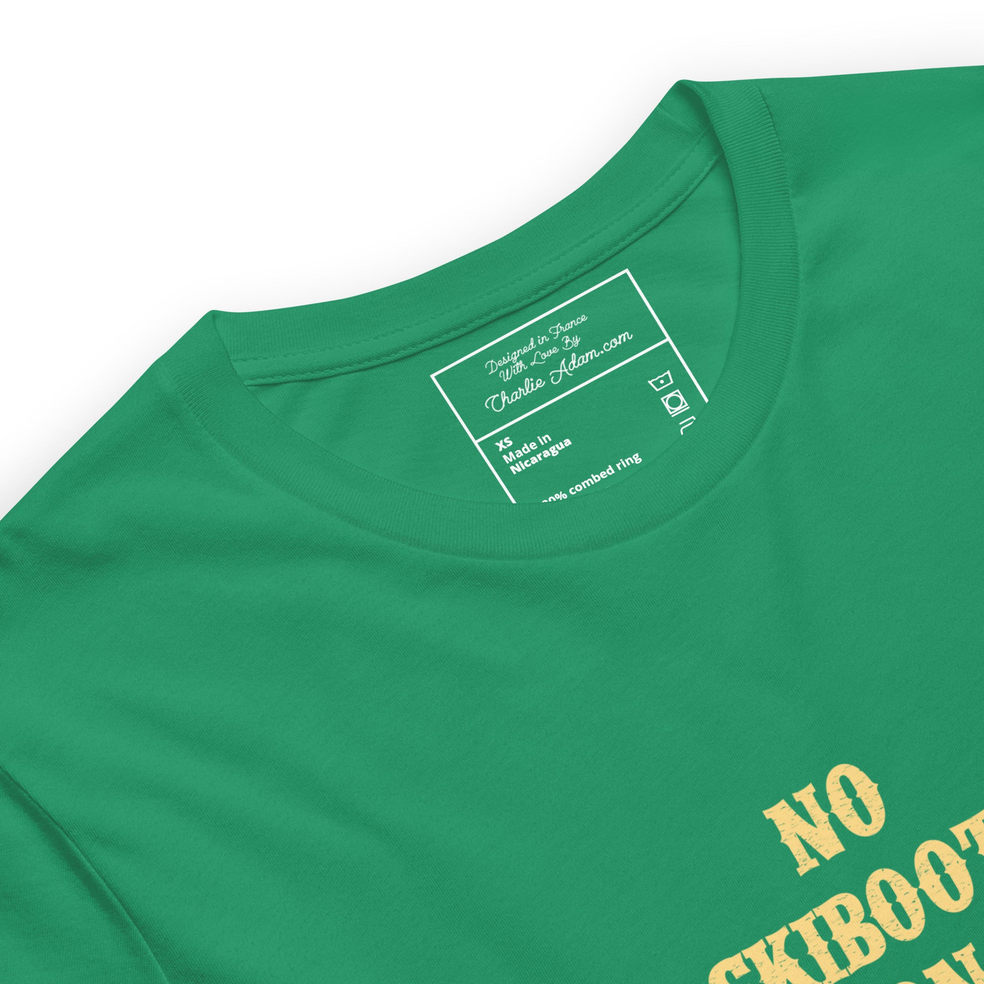 T-shirt en coton unisexe No Skiboots on Dancefloor sur couleurs foncées
