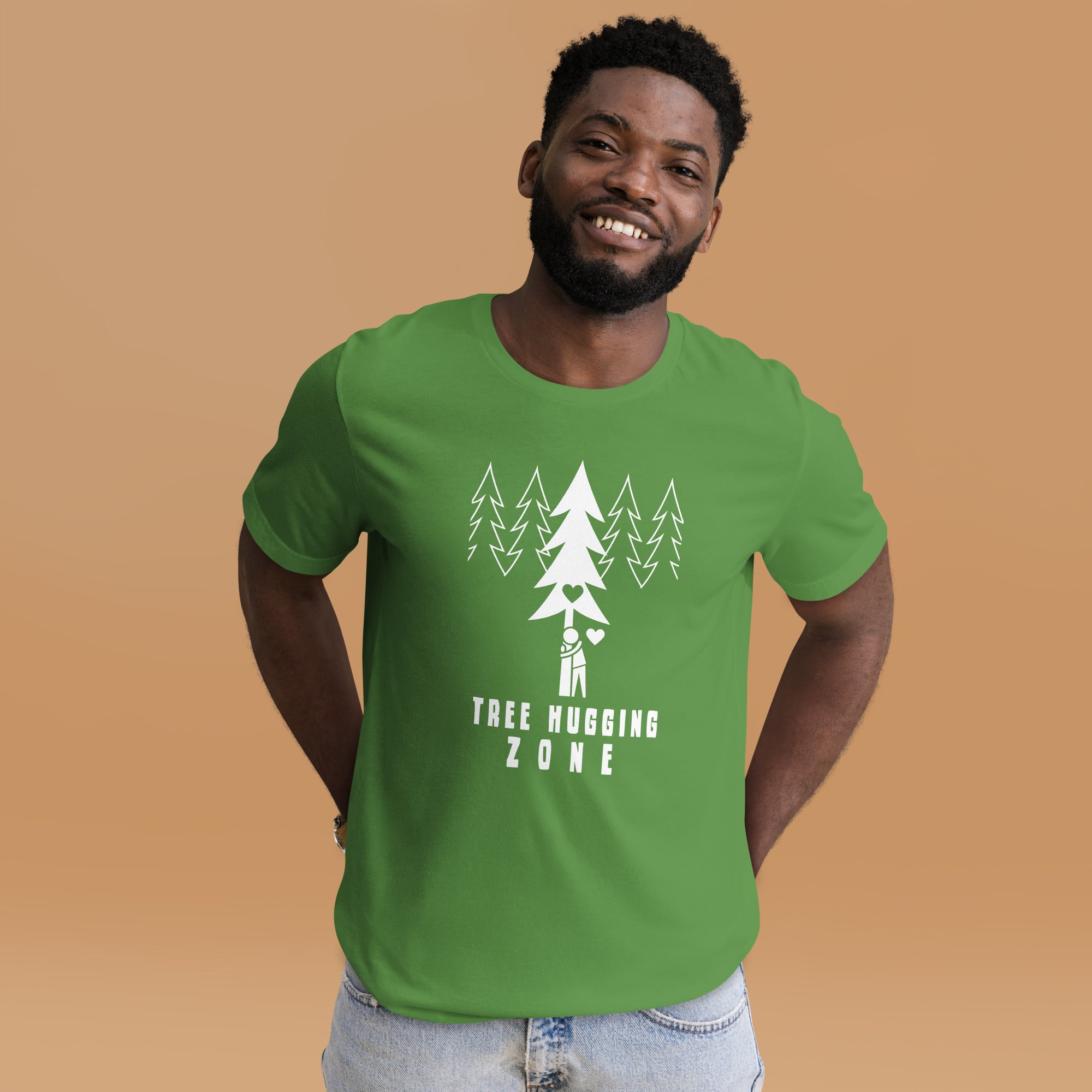 T-shirt en coton unisexe Tree hugging zone sur couleurs foncées