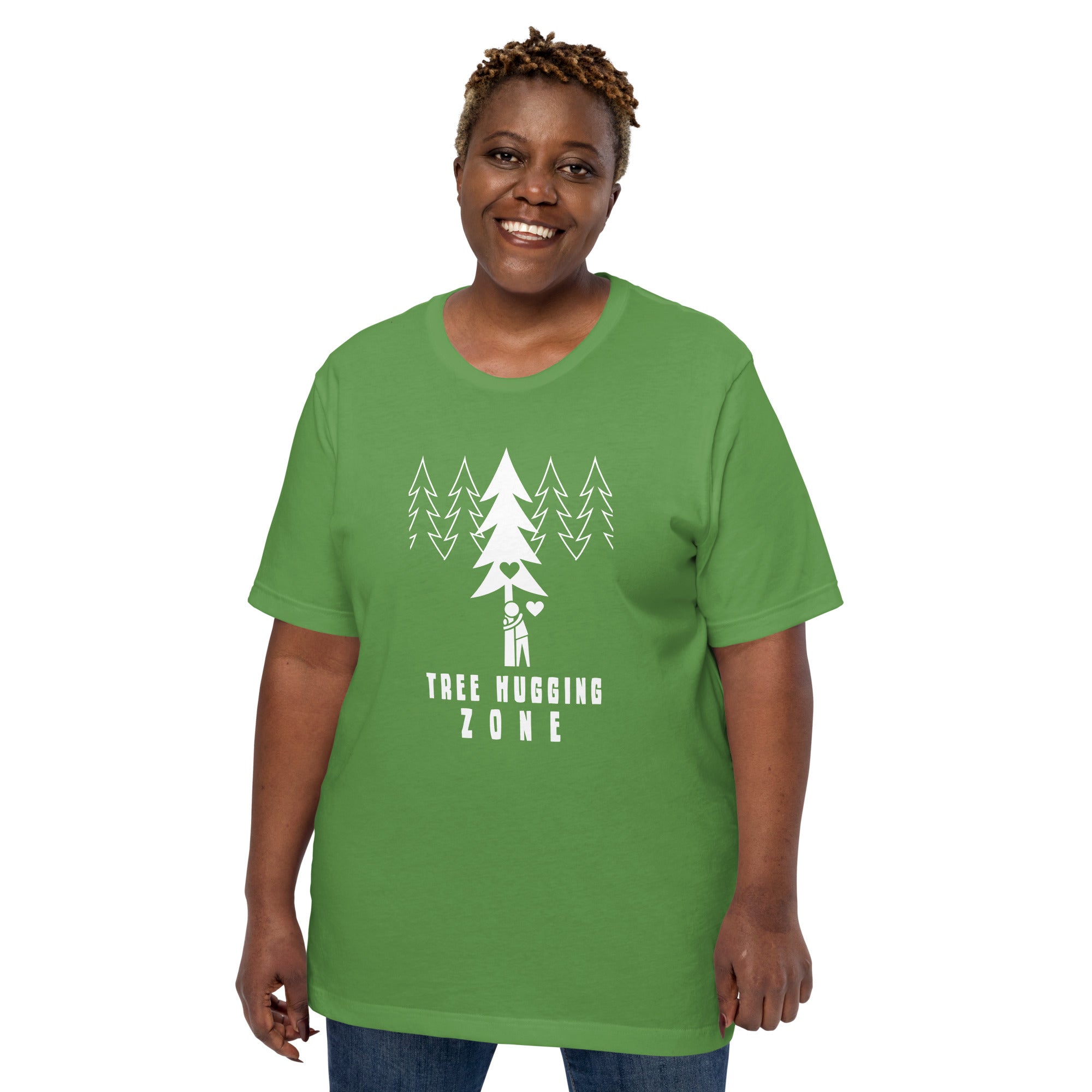 T-shirt en coton unisexe Tree hugging zone sur couleurs foncées