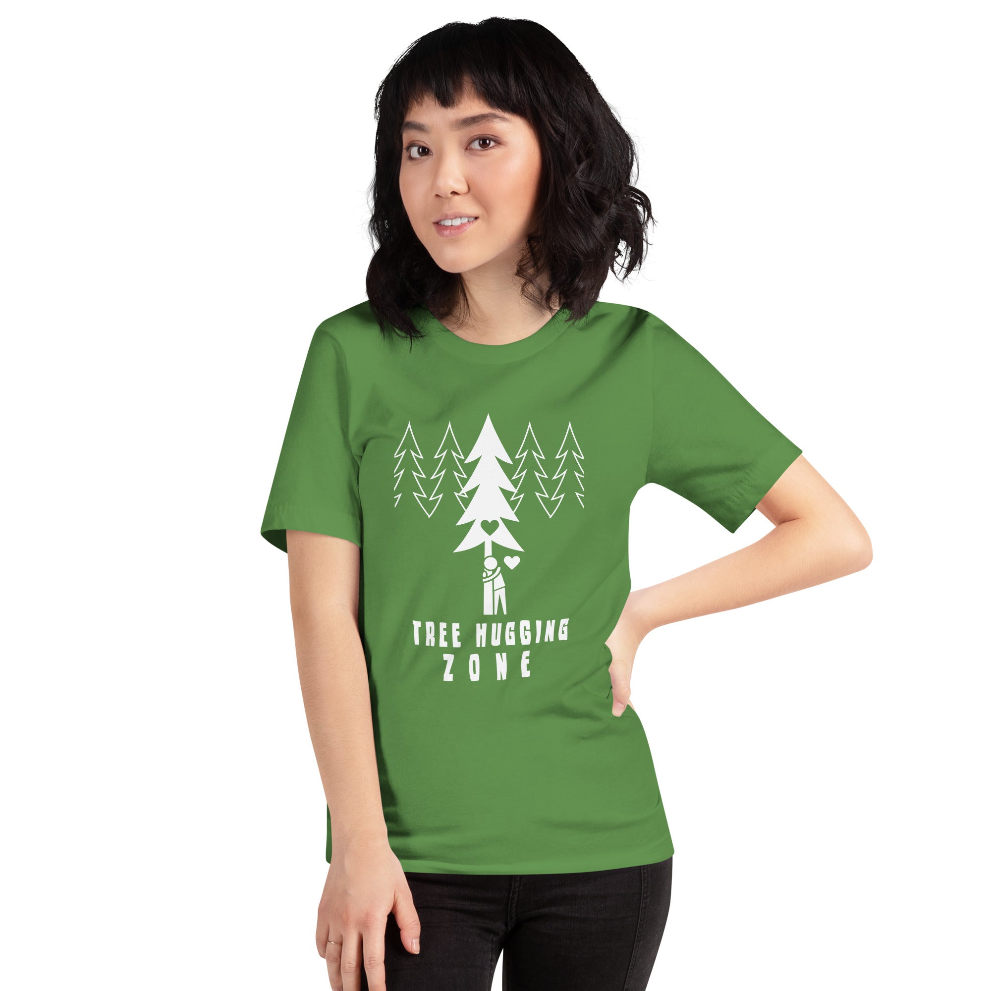 T-shirt en coton unisexe Tree hugging zone sur couleurs foncées