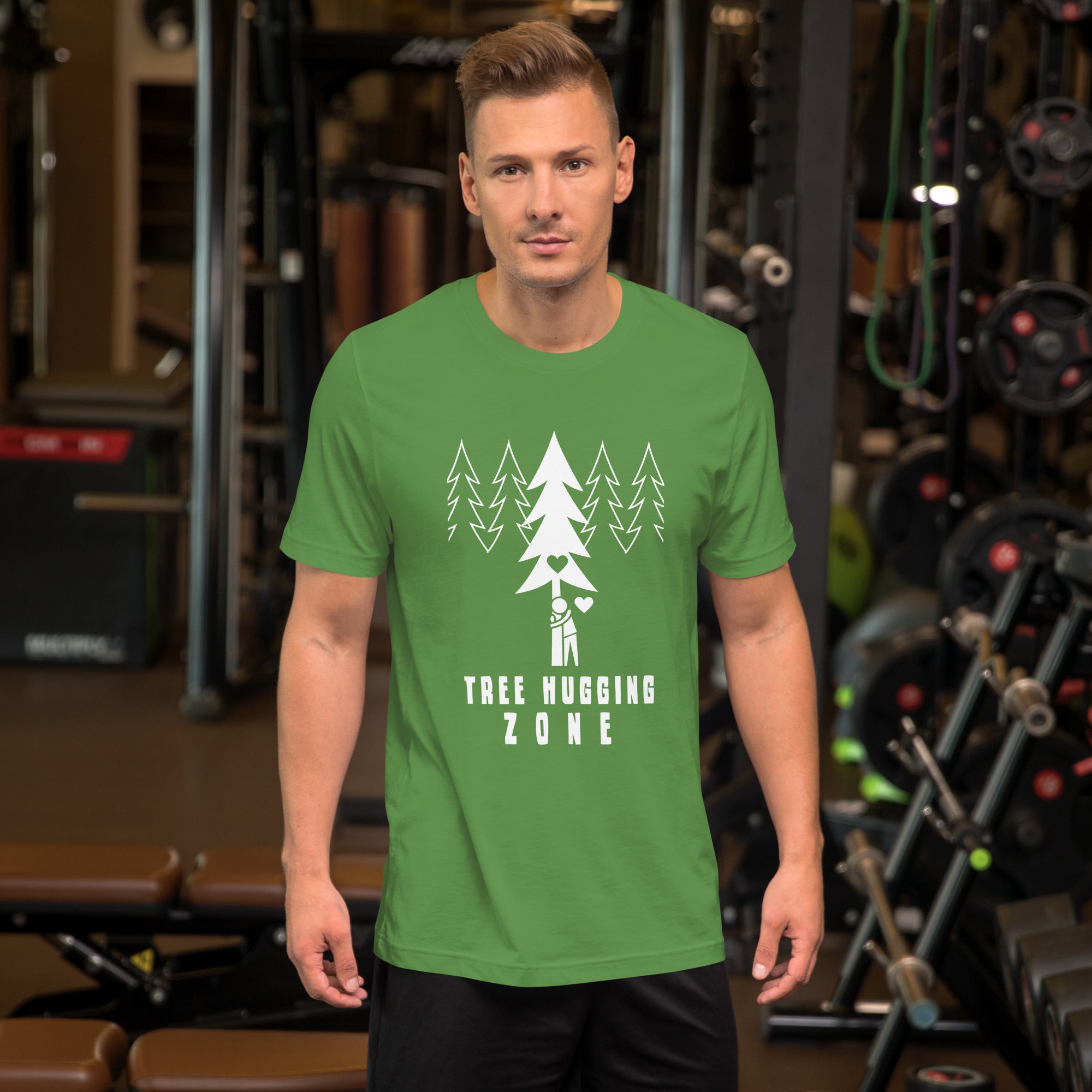 T-shirt en coton unisexe Tree hugging zone sur couleurs foncées