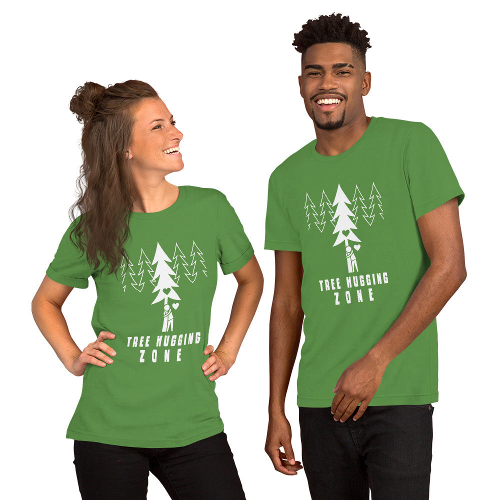 T-shirt en coton unisexe Tree hugging zone sur couleurs foncées