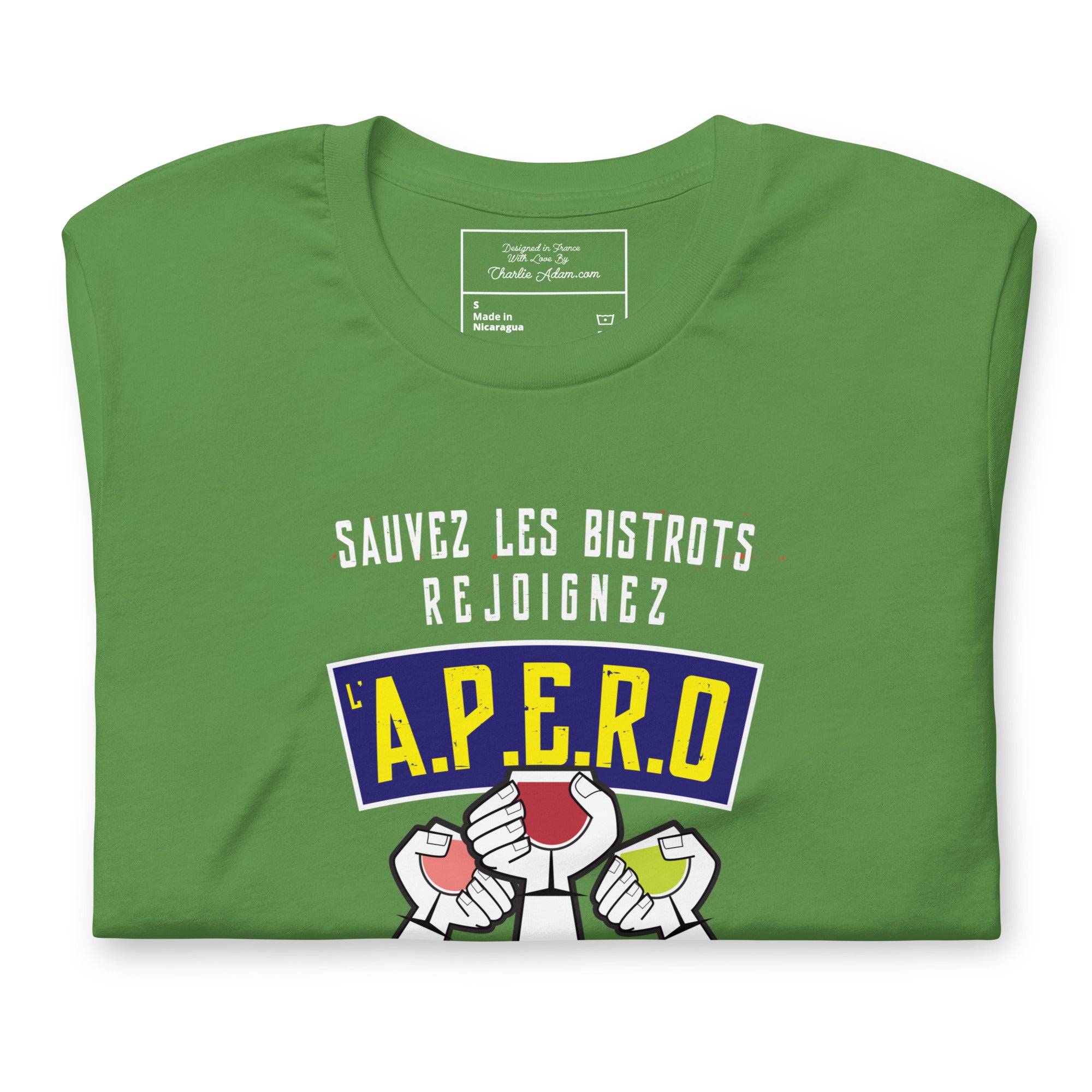 T-shirt en coton unisexe Sauvez les Bistrots, rejoignez l'Apéro sur couleurs foncées